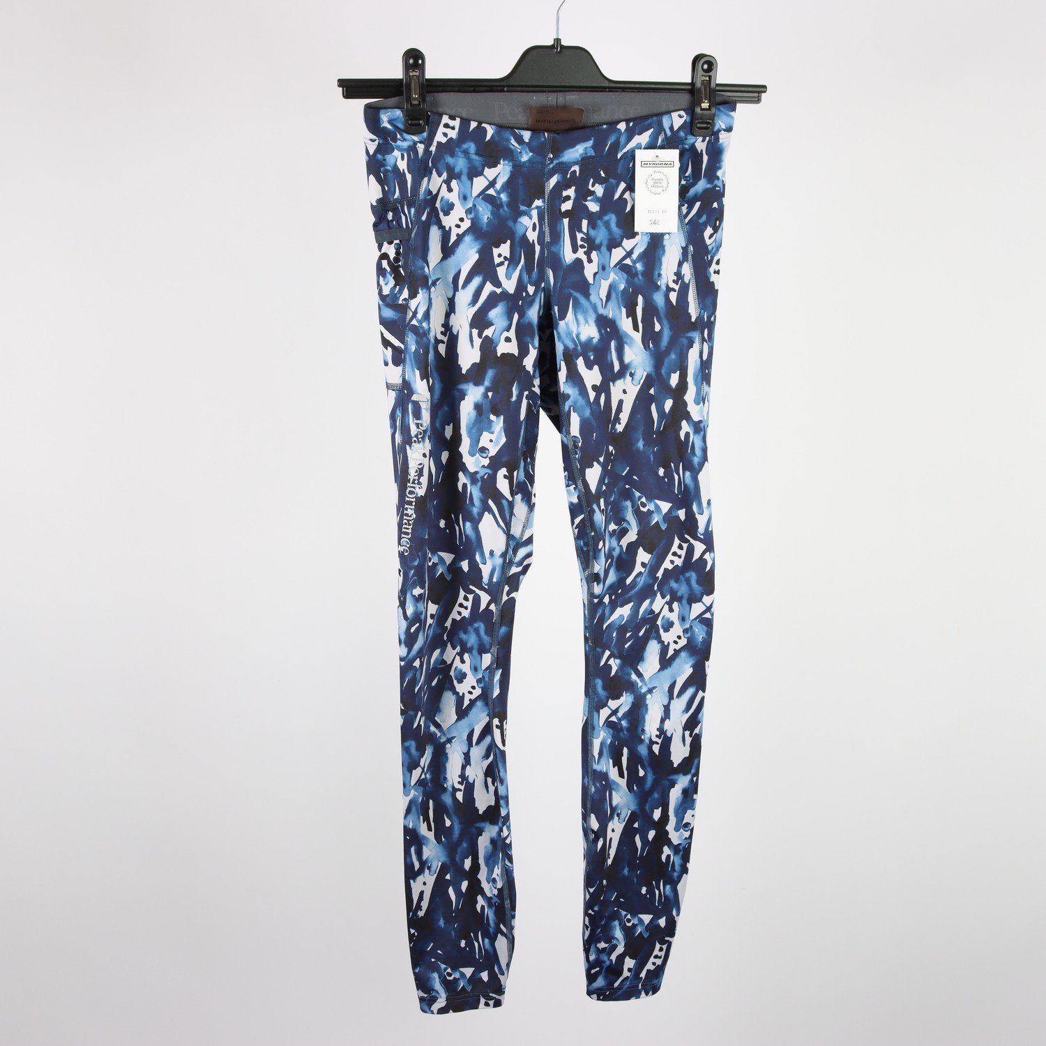 Träningstights, PeakPerformance, blå, mönstrad, stl. S