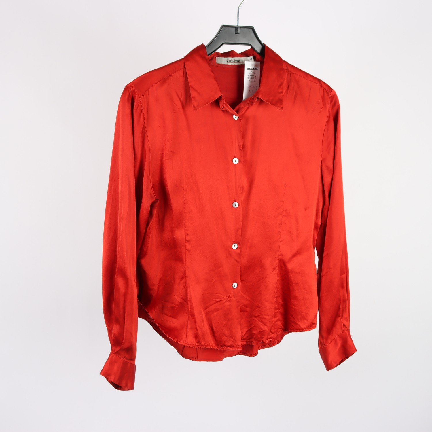 Skjorta, InWear, röd, 100% siden, stl. M