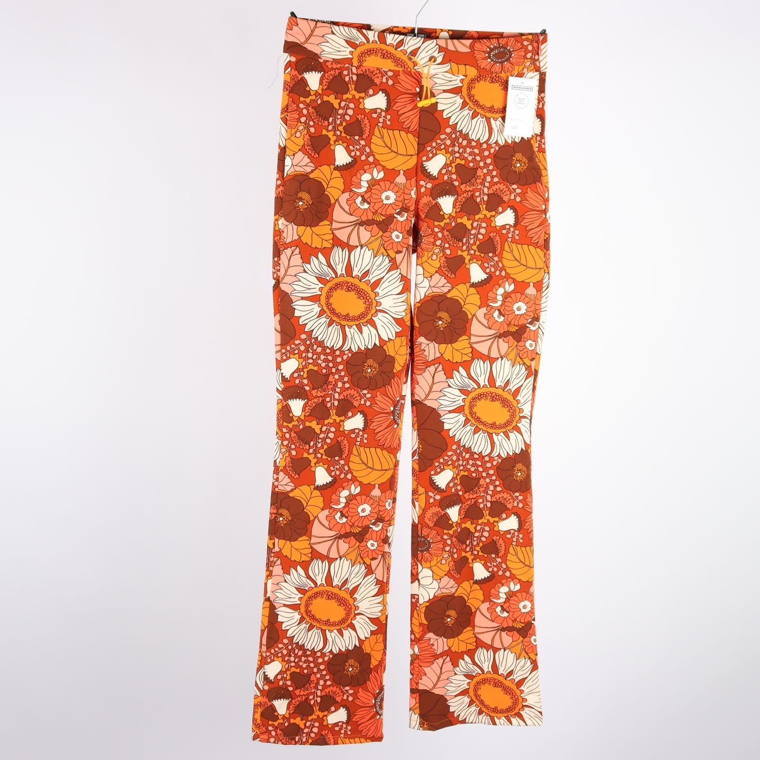 Byxor, Zara, orange, brun, mönstrad, stl. XS