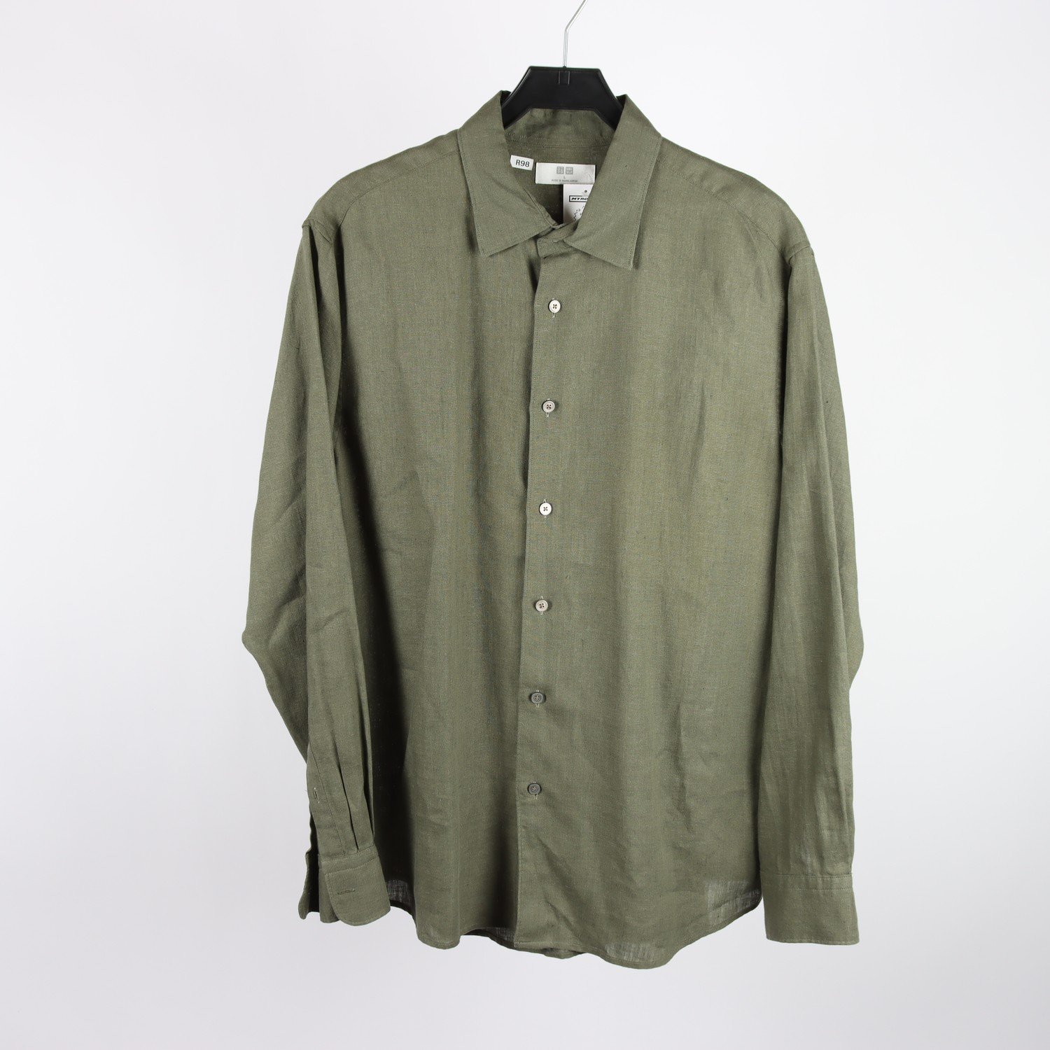 Skjorta, Uniqlo, grön, 100% lin, stl. L
