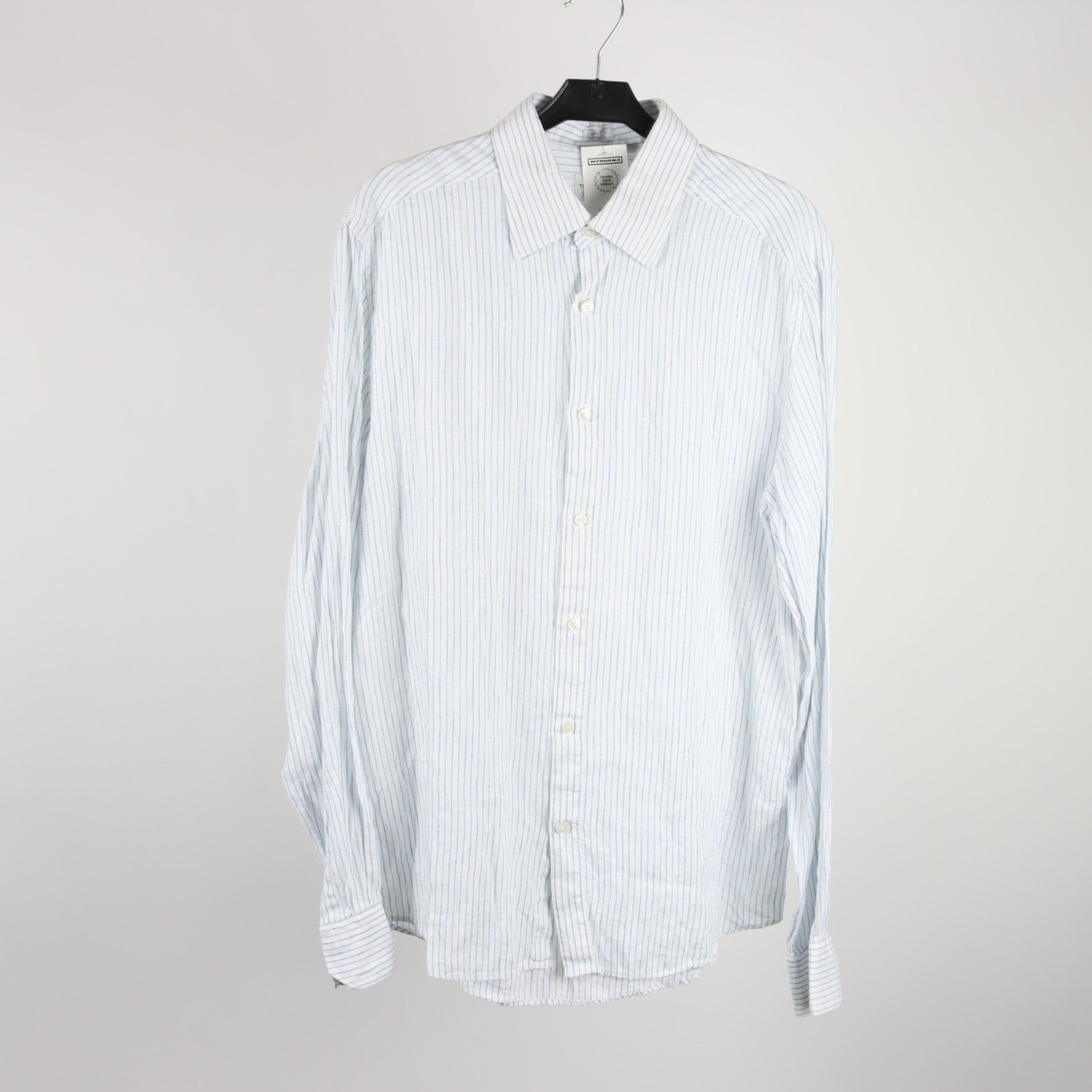 Skjorta, These Glory Days, randig, vit, blå, 100% lin, stl. L