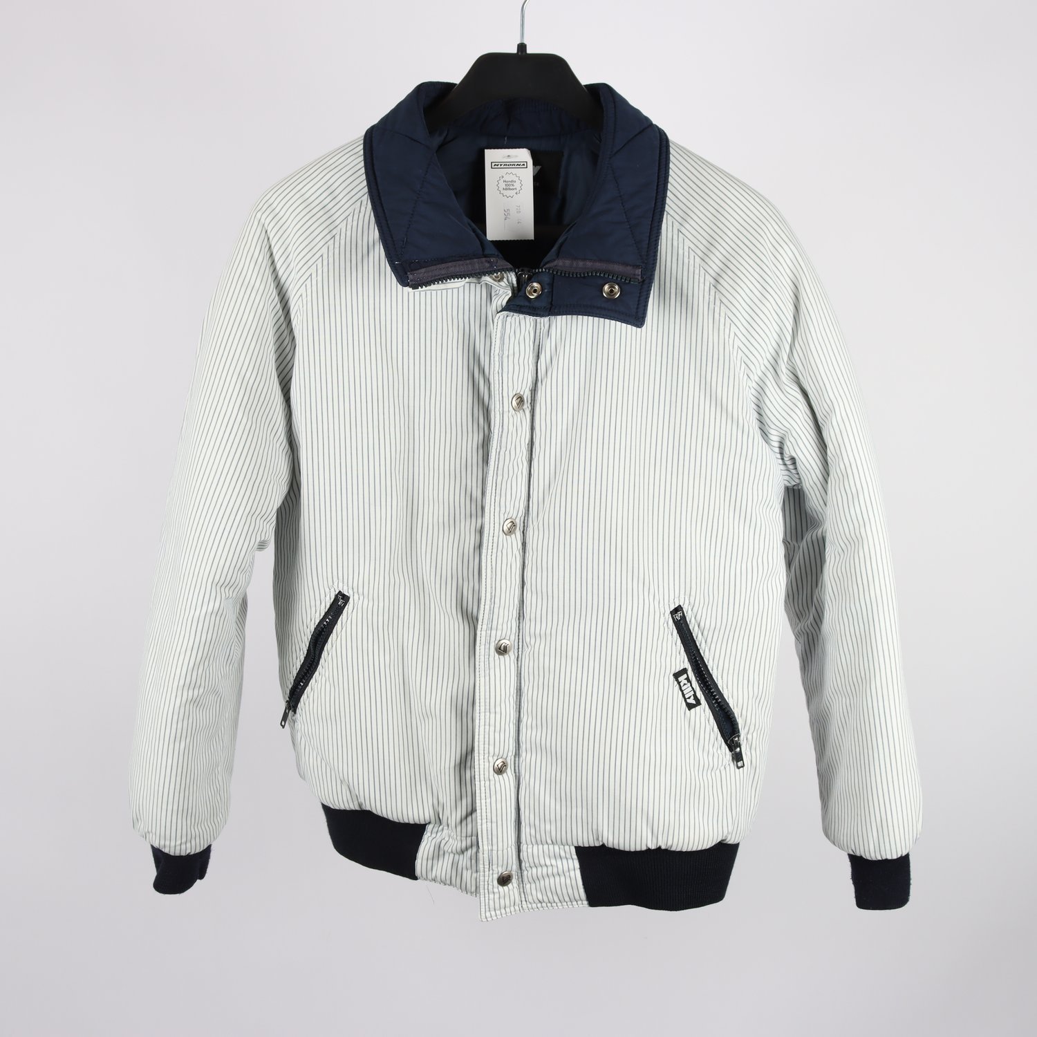 Vinterjacka, Killy, randig, vit, blå, retro, stl. ca. S/M