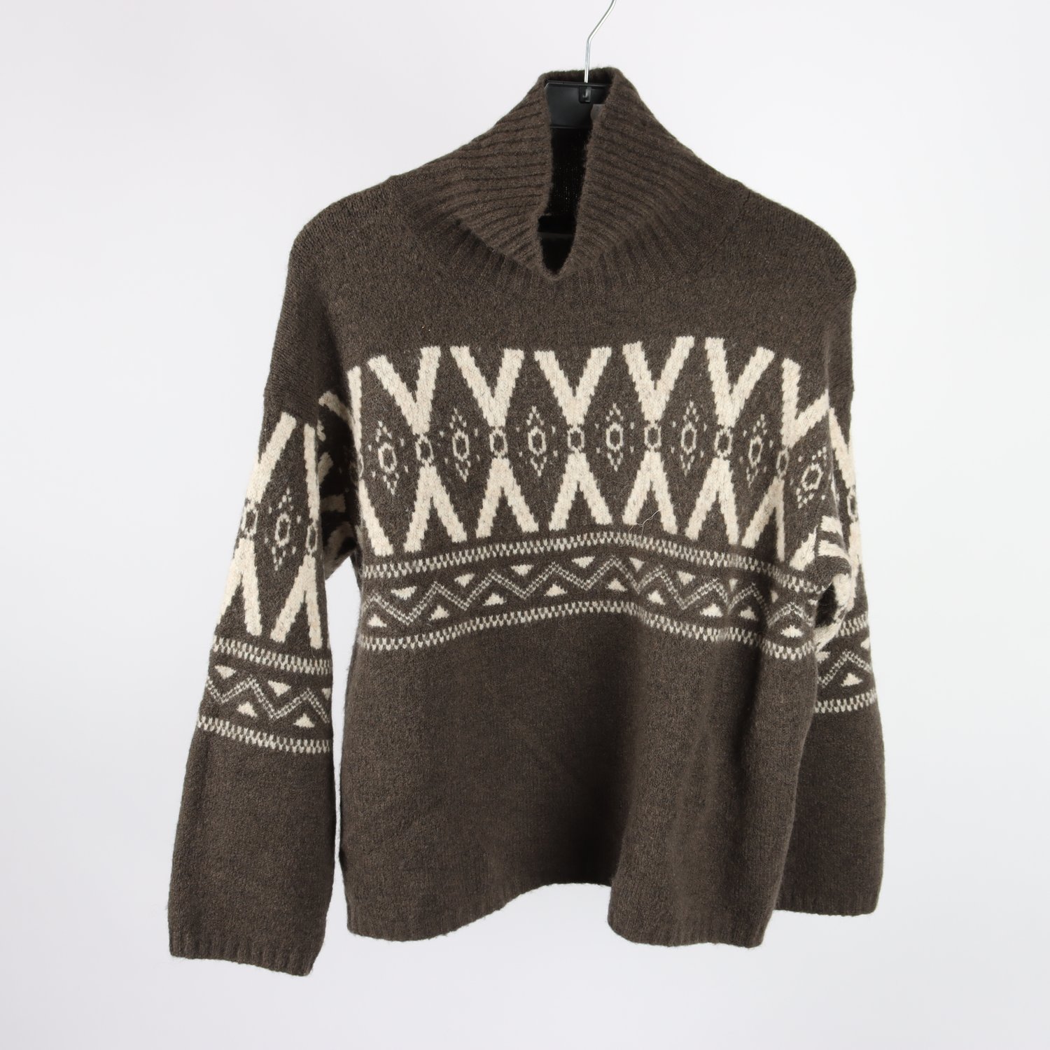 Stickat tröja, Massimo Dutti, mönstrad, 27% ull, Stl. S