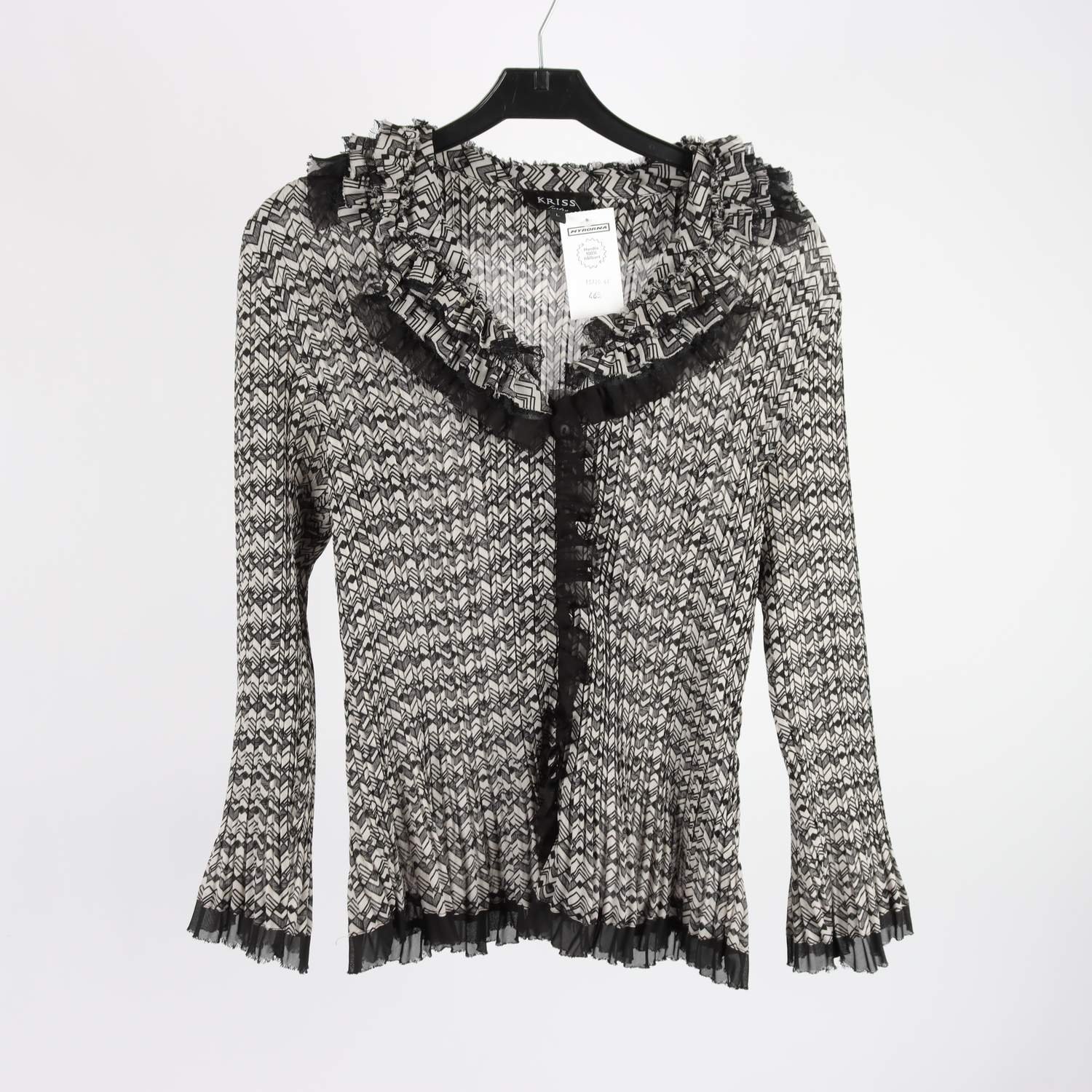 Blus, Kriss, svart, vit, mönstrad, stl. L