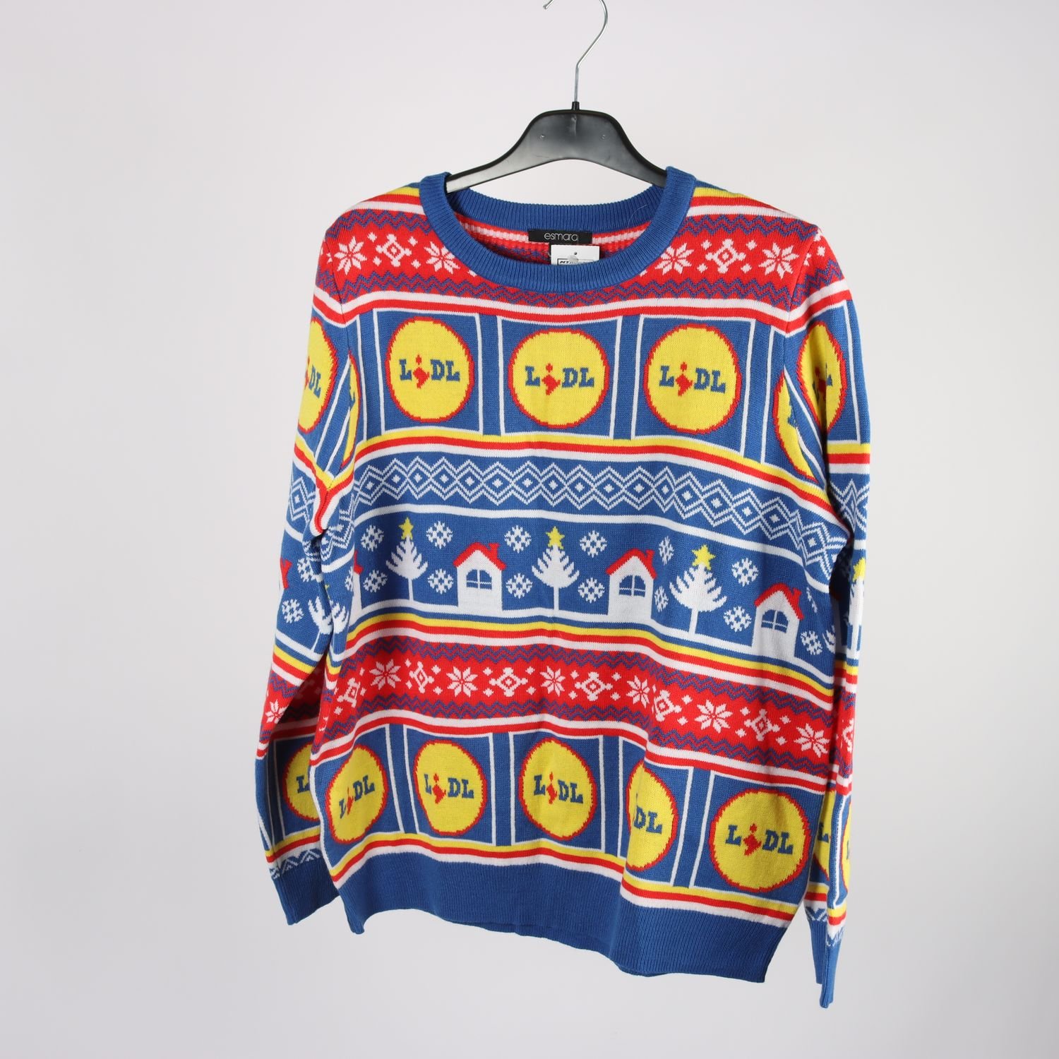 Stickad tröja, Esmara, Lidl, blå, gul, stl. L