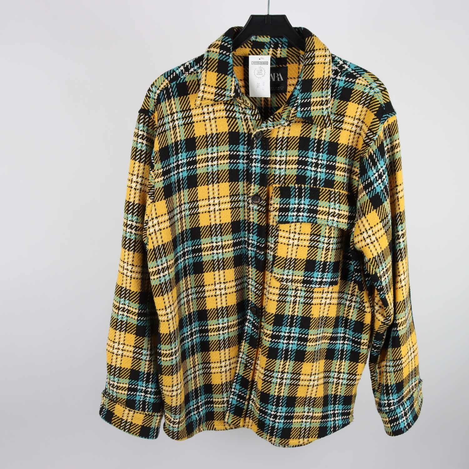 Skjortjacka, Zara, gul, turkos, stl. L