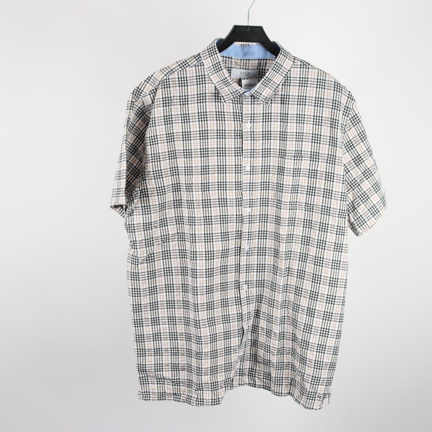 Skjorta, Erla of Sweden, rutig, svart, beige, stl. 3XL