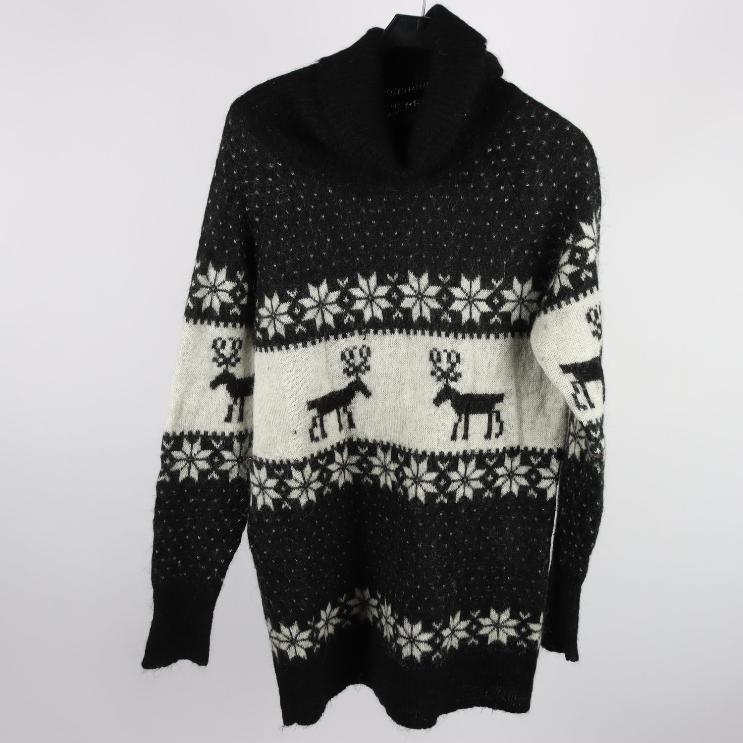 Stickat tröja, V Collection, mönstrad, ull/acryl/nylon/mohair mix, Stl. XL