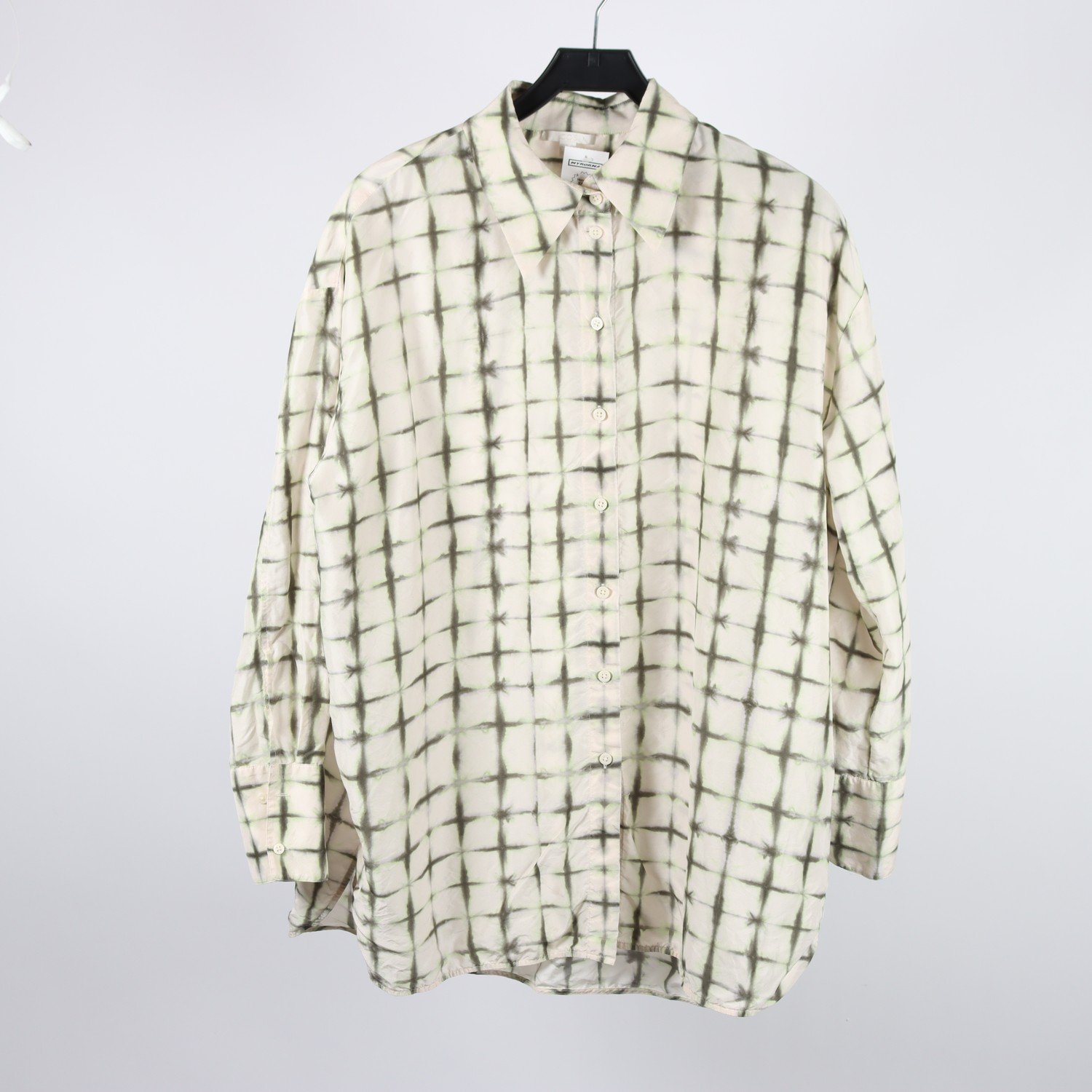 Skjortblus, COS, rutig, batik, 100% siden, stl. 44