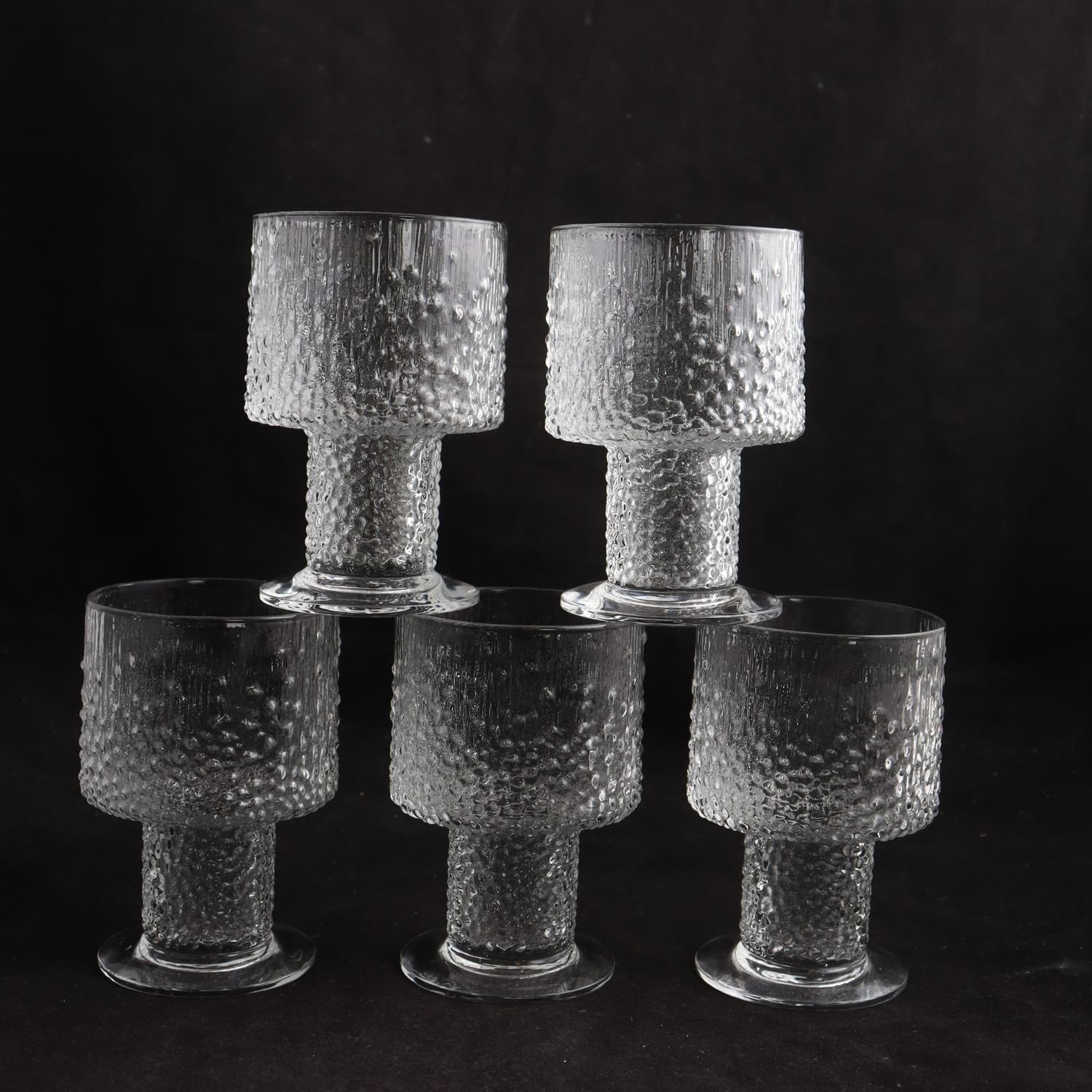 Glas på fot, Iittala, ’Hopla’ Tapio Wirkkala, 5 st. Samfraktas ej.