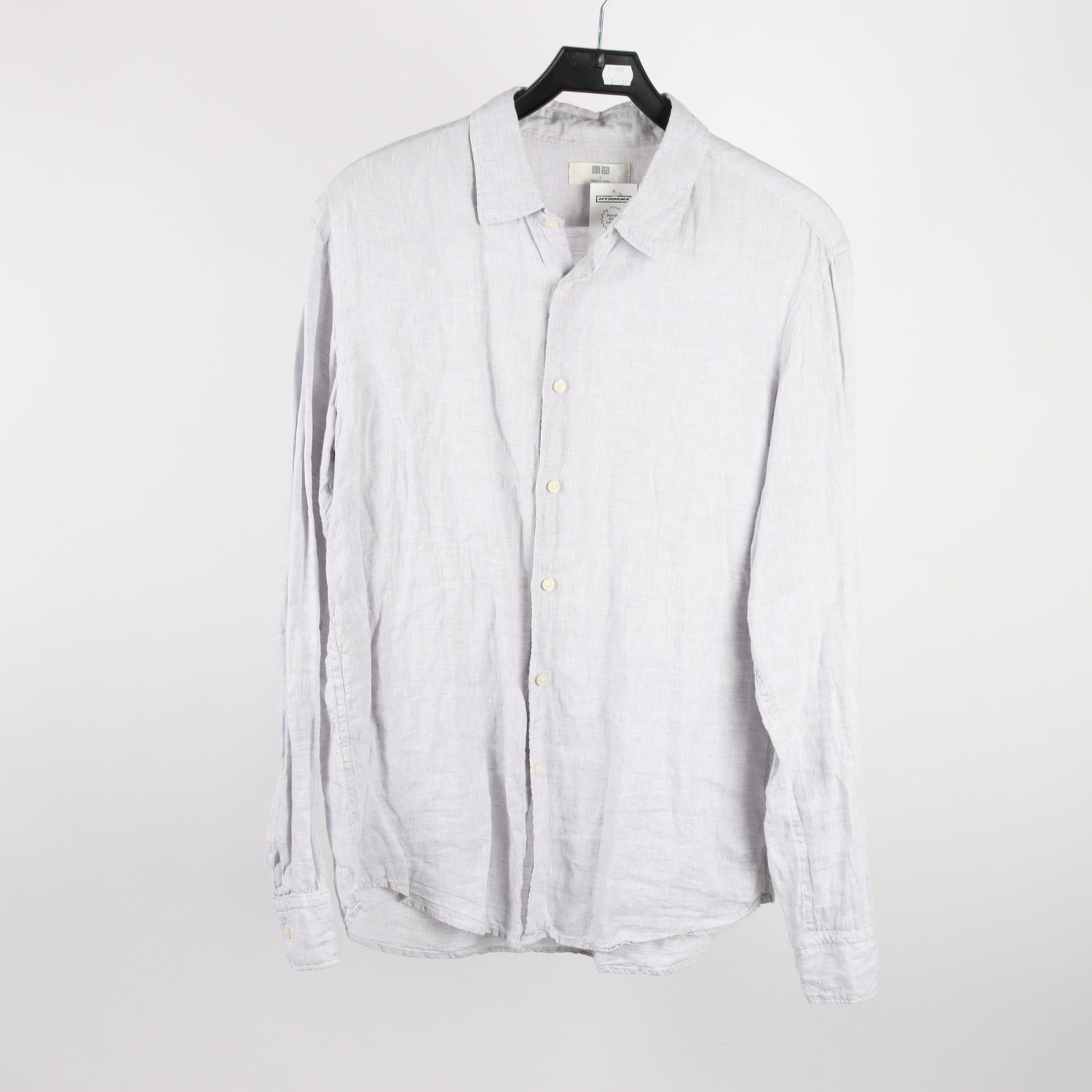 Skjorta, Uniqlo, grå, 100% lin, stl. L