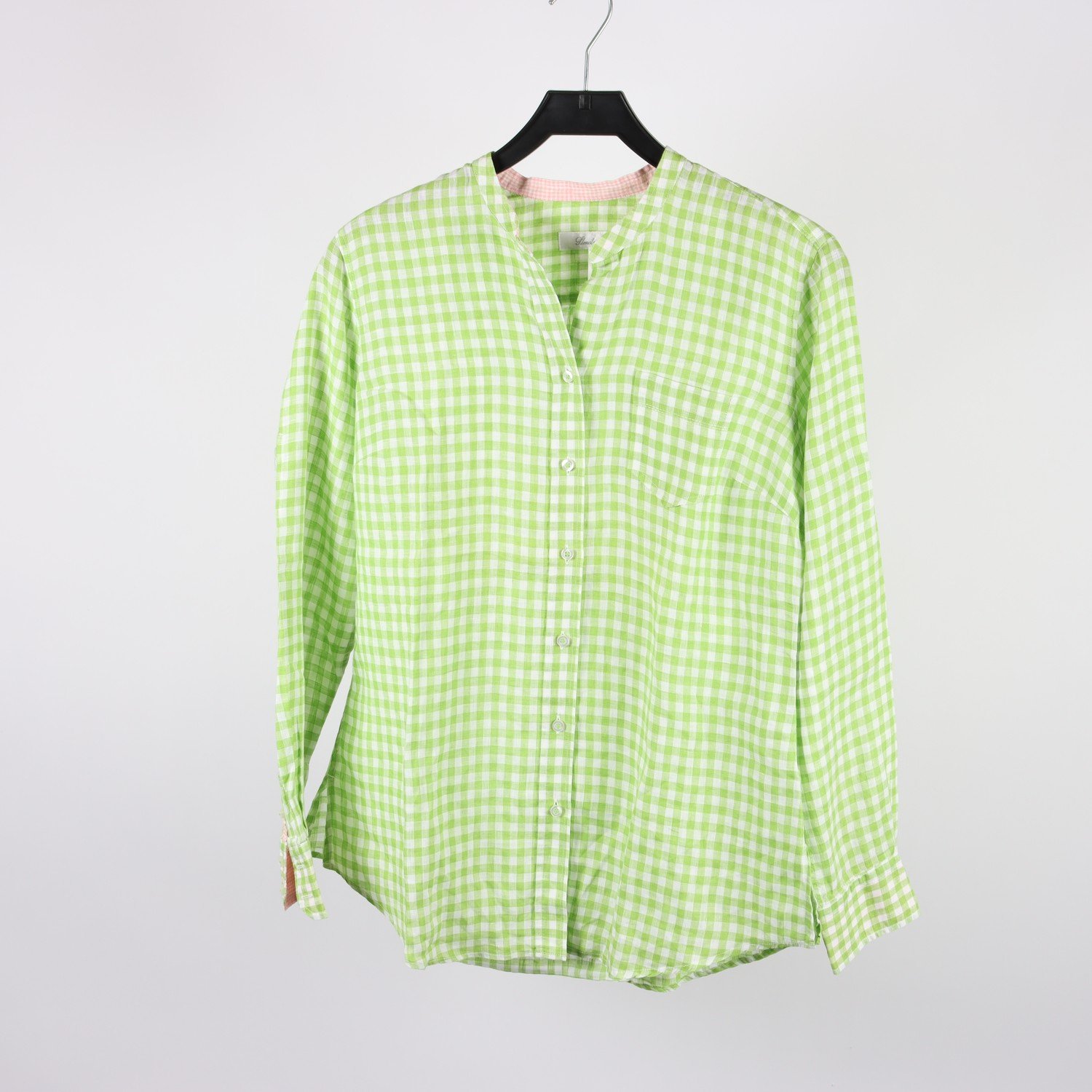 Blus, Stenströms, grön, gingham, 100% linne, stl. 36