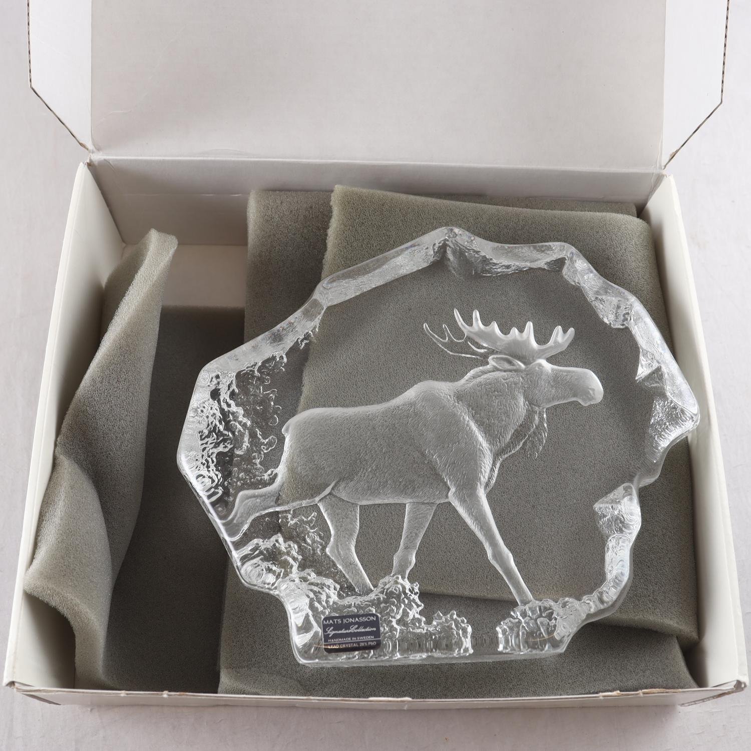 Skulptur, målerås, Mats jonasson, Älg, sign.