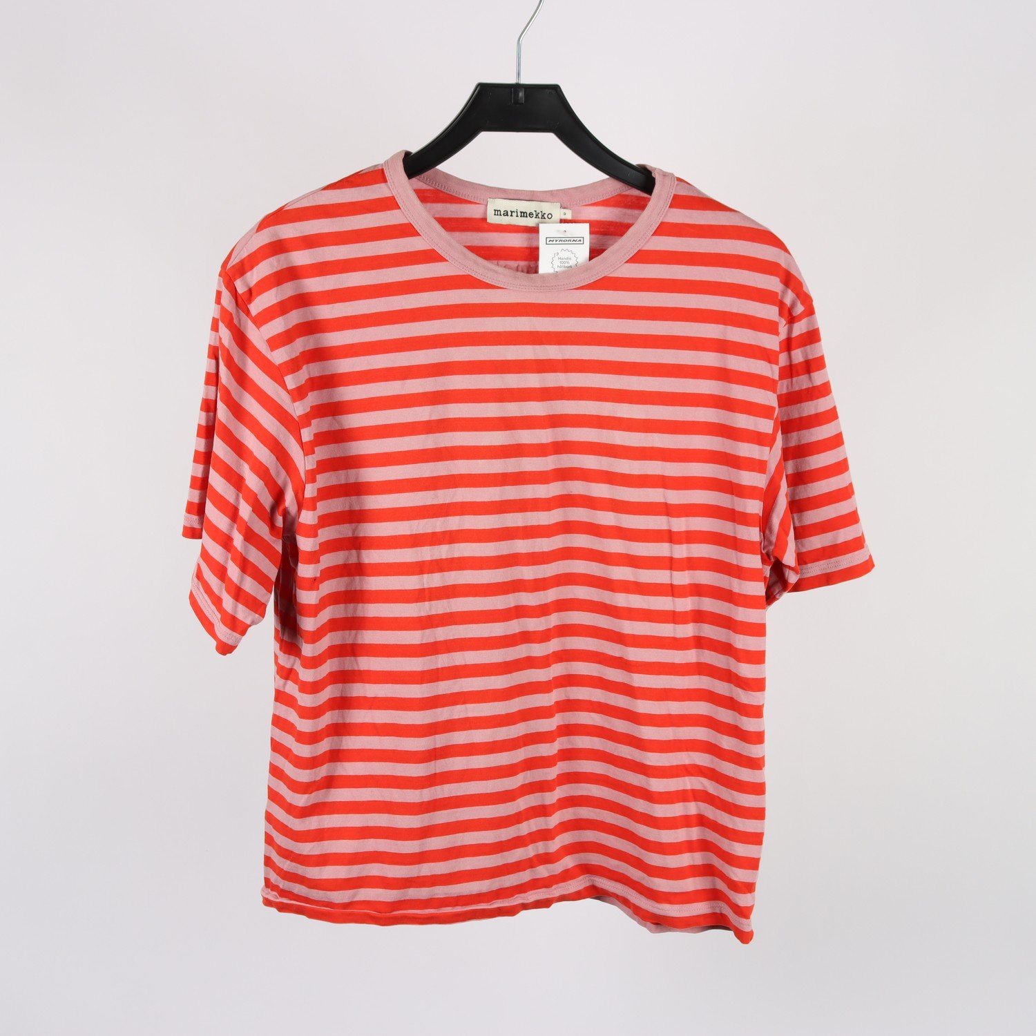 T-shirt, Marimekko, rosa & röd, randig, stl. M
