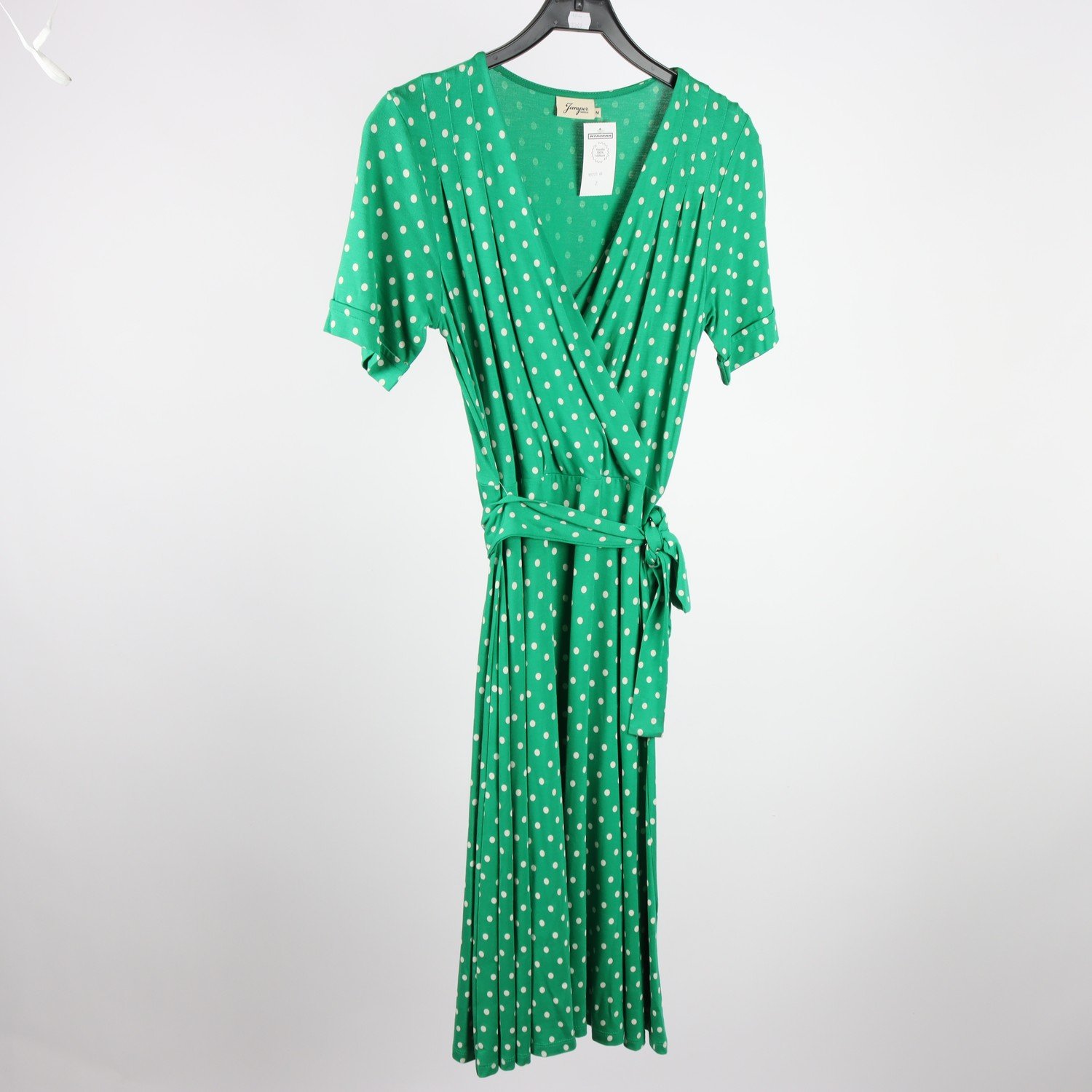 Klänning, Jumper fabriken, grön, prickig, trikå, stl. M