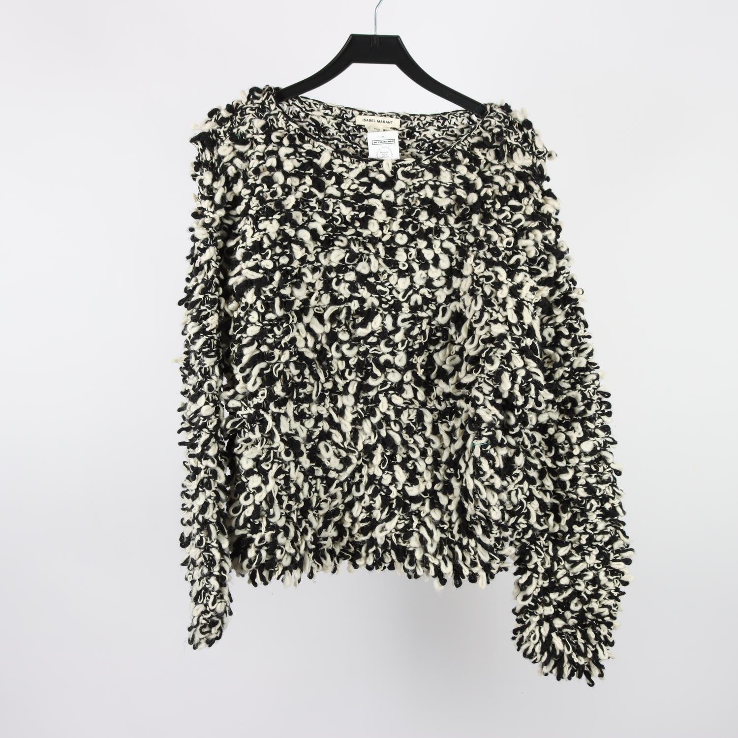 Stickad tröja, H&M x Isabel Marant, svart & vit, stl. S