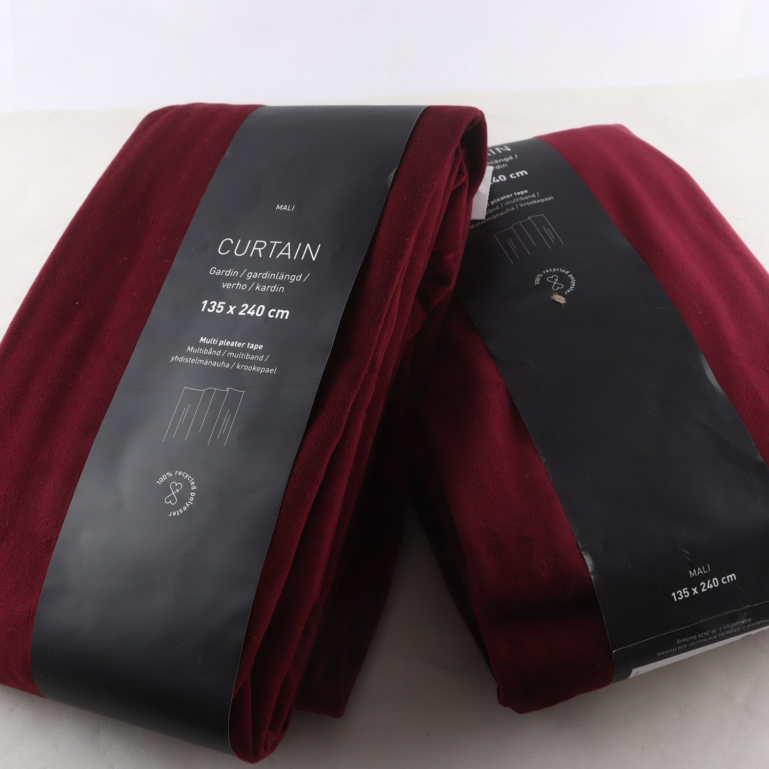 Gardiner, 2- pack, Hemtex, vinröd, stl. 135 x 240