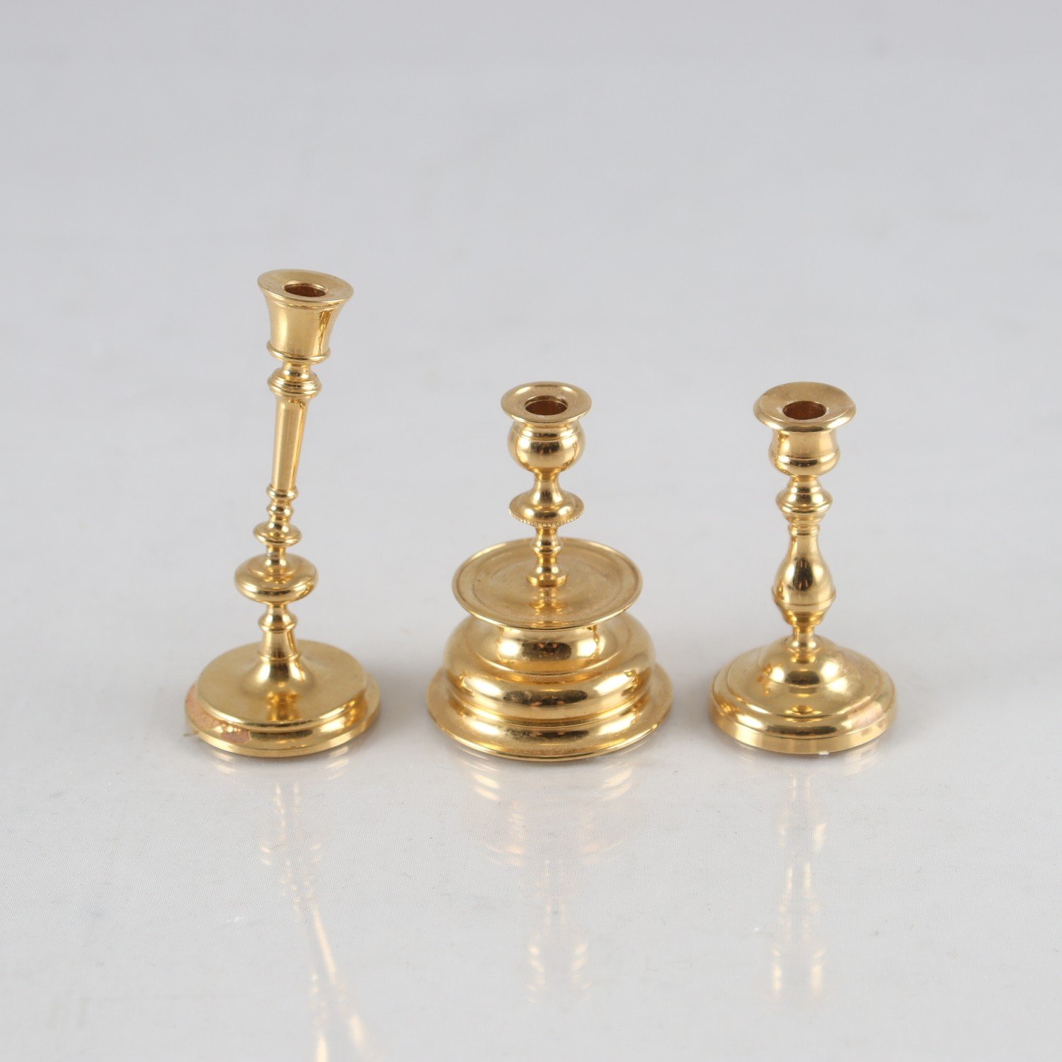 Miniatyrljusstakar, mässing, Skultuna, 1980-tal, 3 st