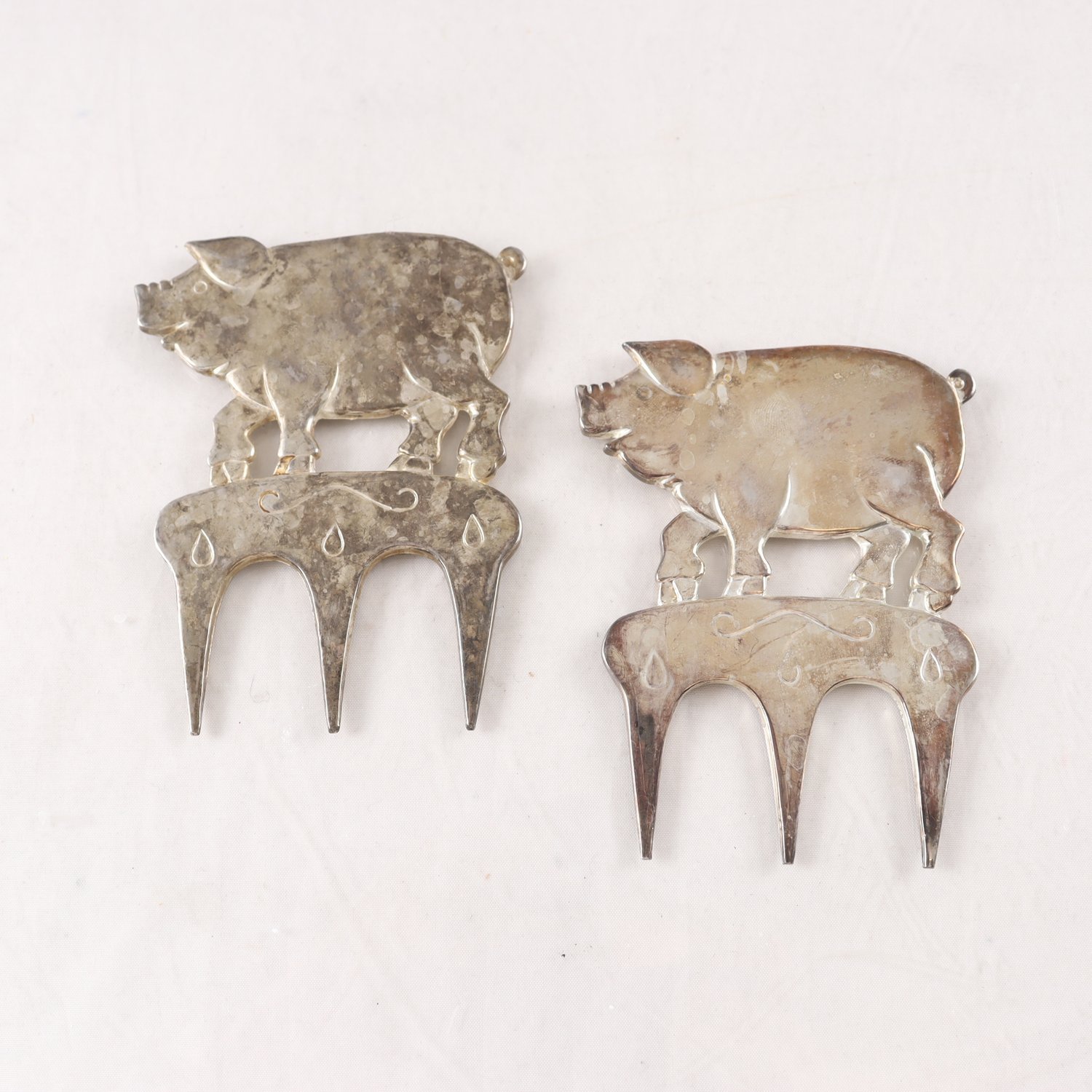 Skinkgafflar, vitmetall, 2 st