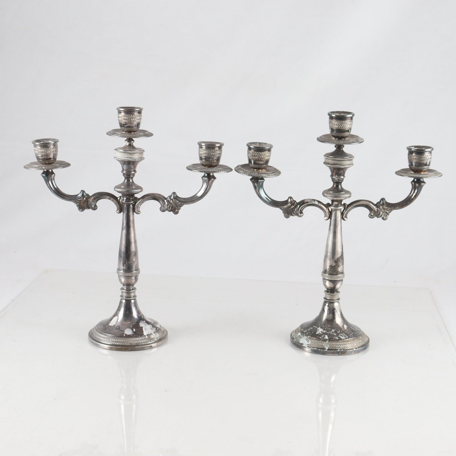 Paret kandelabrar, silver, 800, 1900-tal