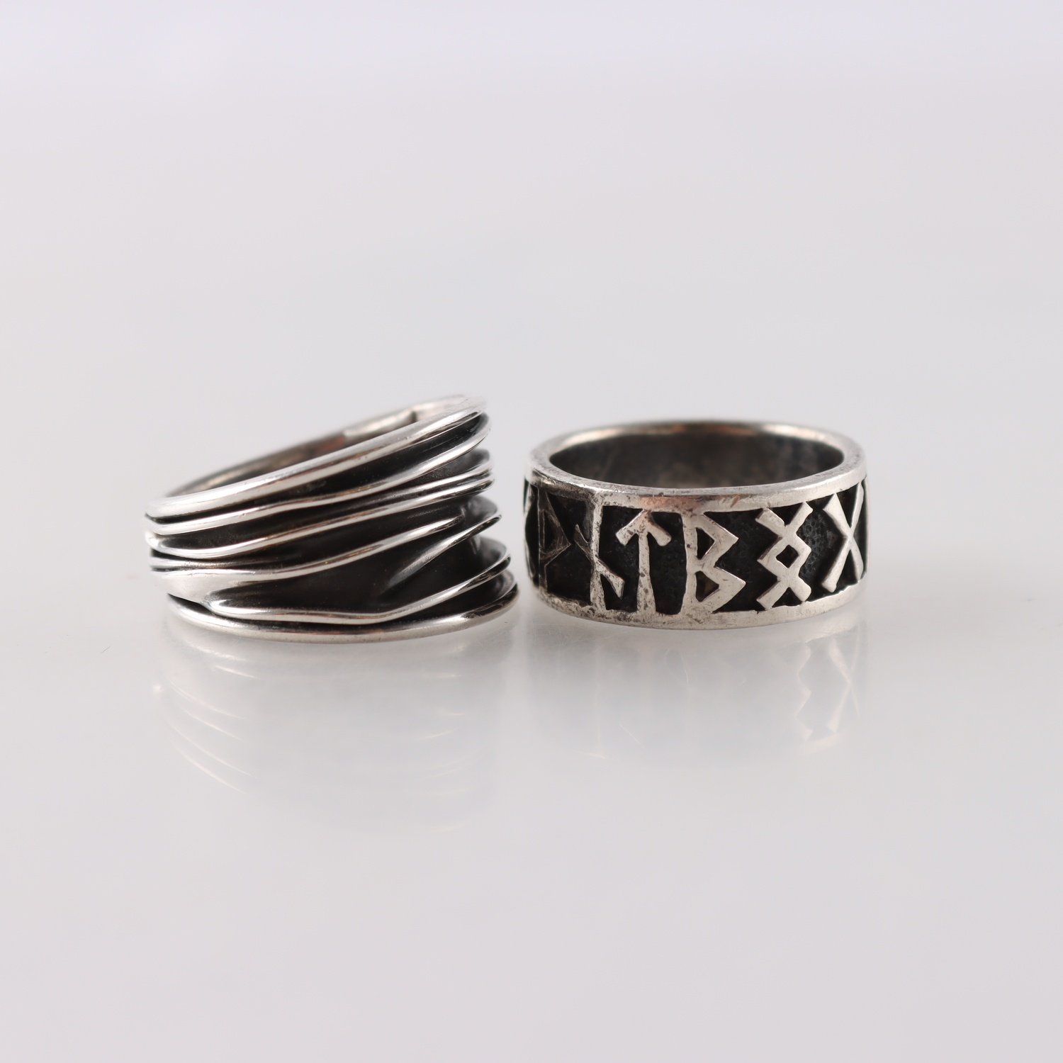 Ringar, silver 925, runor, vikt: 12.4 g