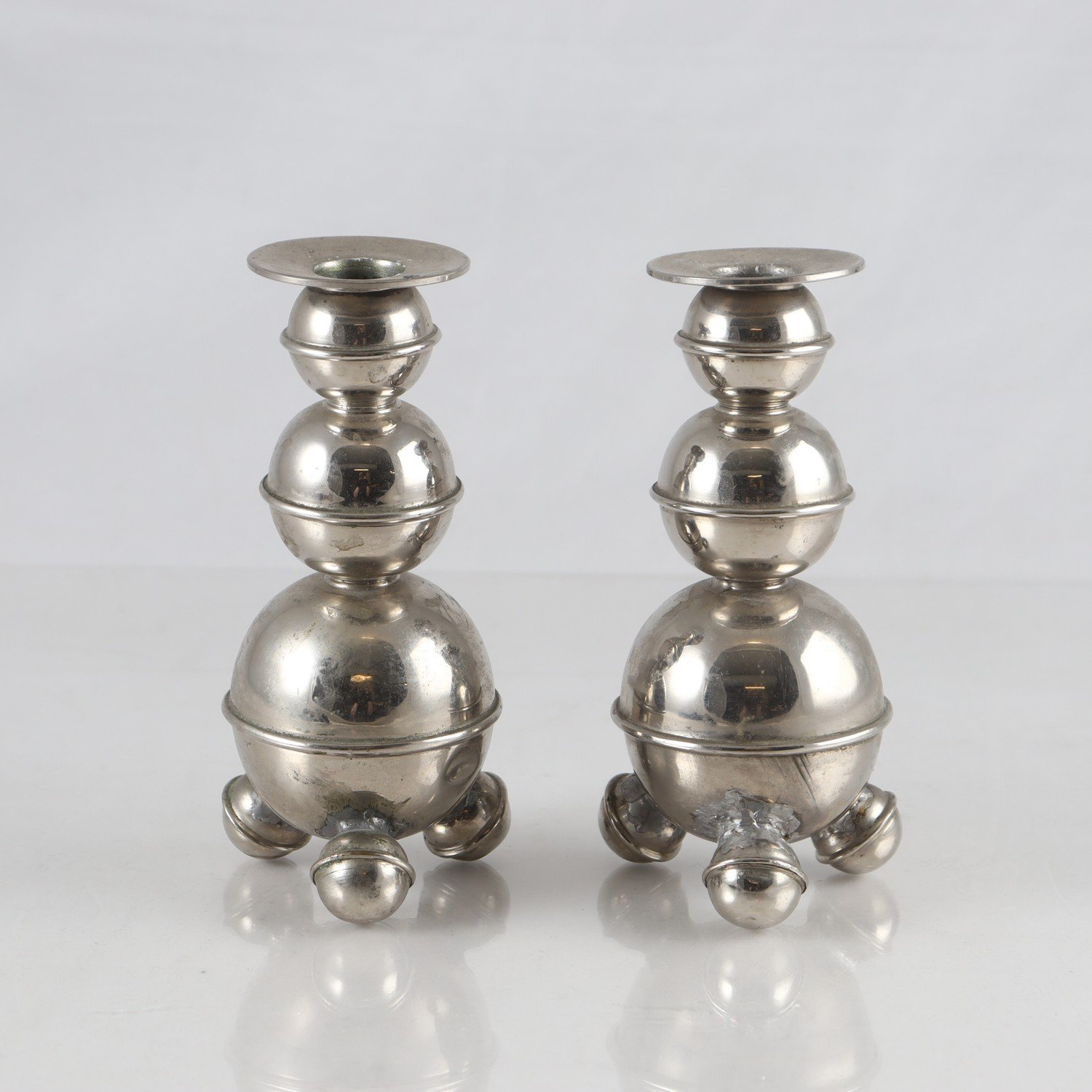 Paret kulljusstakar, krom, ALB. Lindström, Eskilstuna