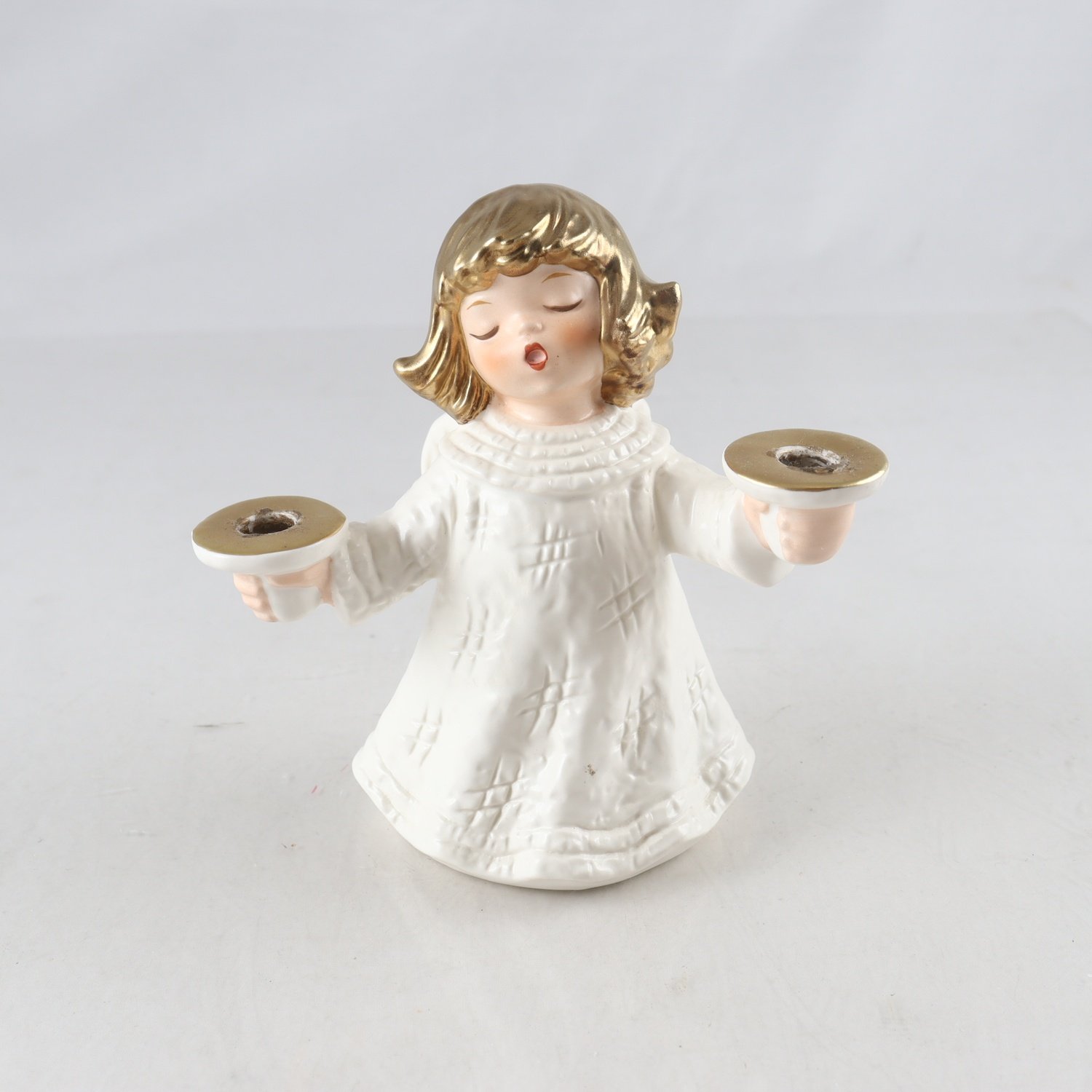 Ljusstake, Goebel, ”Ängel”, Germany, dubbla ljushållare, porslin.