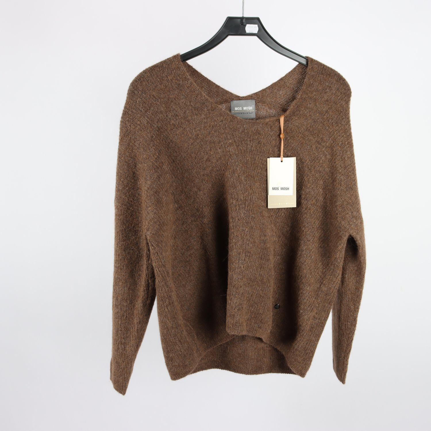 Stickad tröja, Mos Mosh, brun, ullmix, stl. S