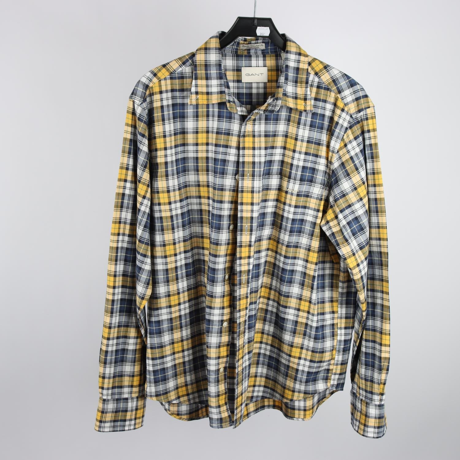 Skjorta, Gant, blå, gul, vit, rutig, stl. XL