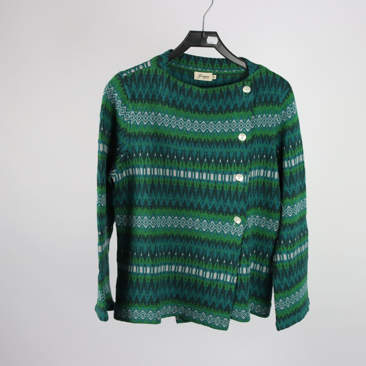 Tröja, Jumperfabriken, grön, mönstrad, stl. XL