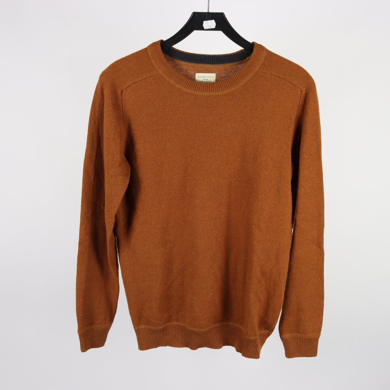 Stickad tröja, Selected Homme, brun, 50% ull, stl. S