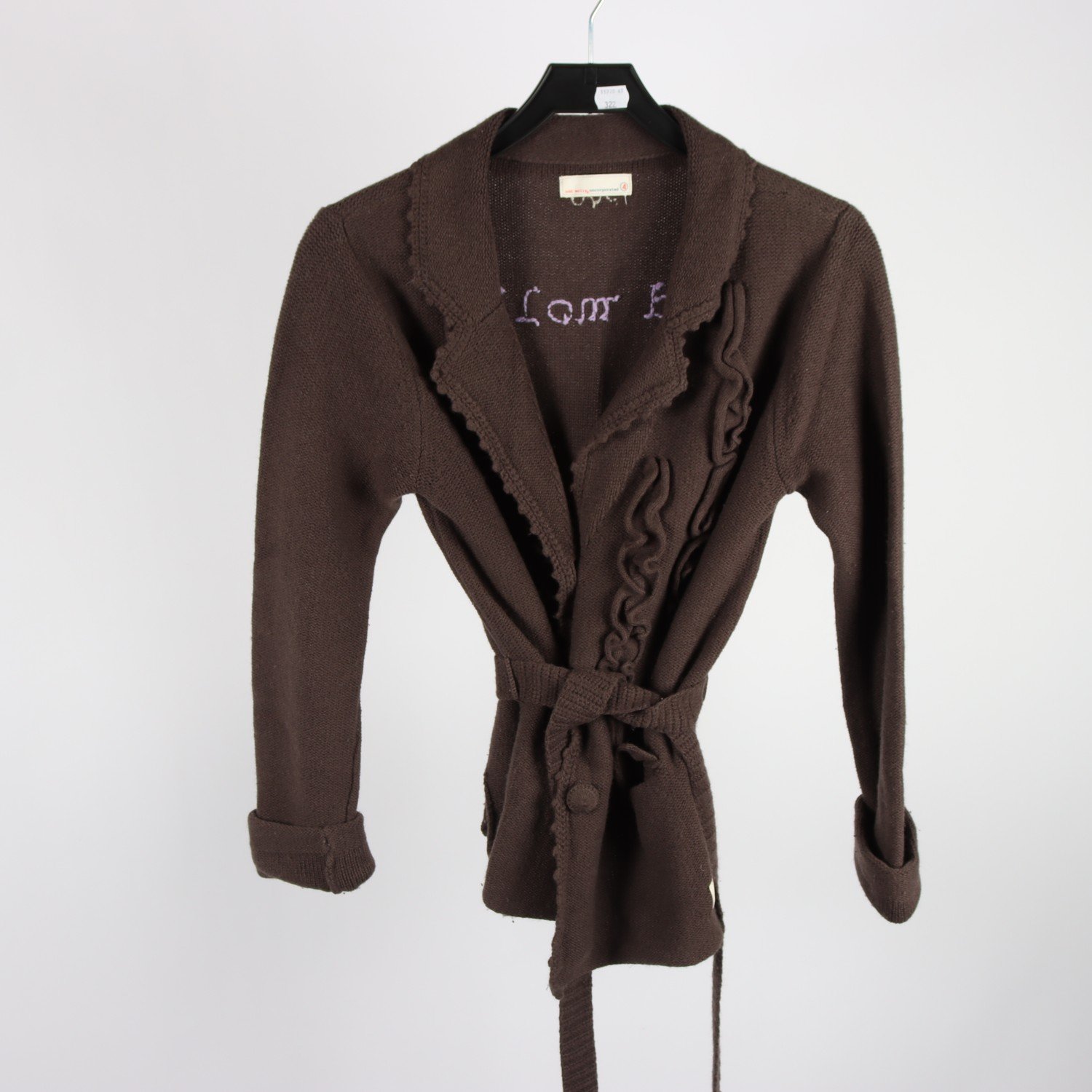 Stickad kofta, Odd Molly brun, 80 % lammull, stl. 4 (L/XL)