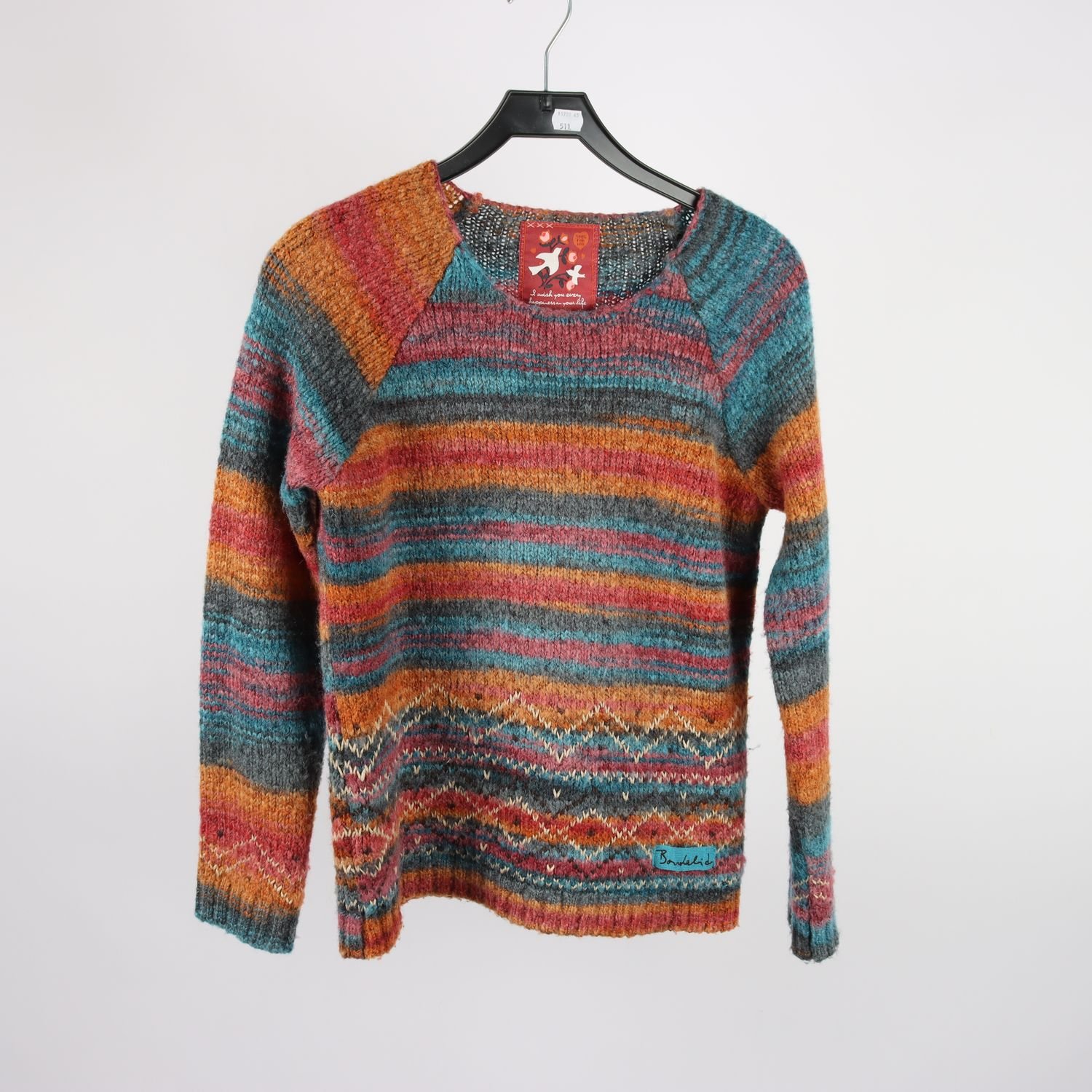 Stickad tröja, Bondelid, flerfärgad, stl. S