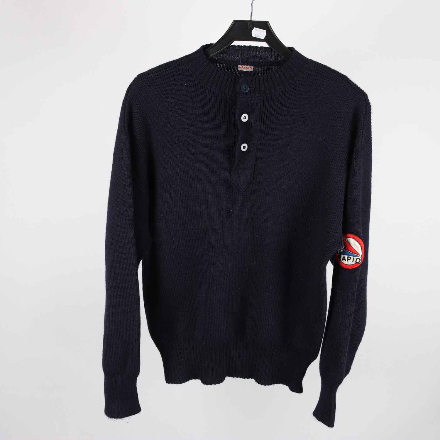 Stickad tröja, Rapid, blå, stl. 6 (M)