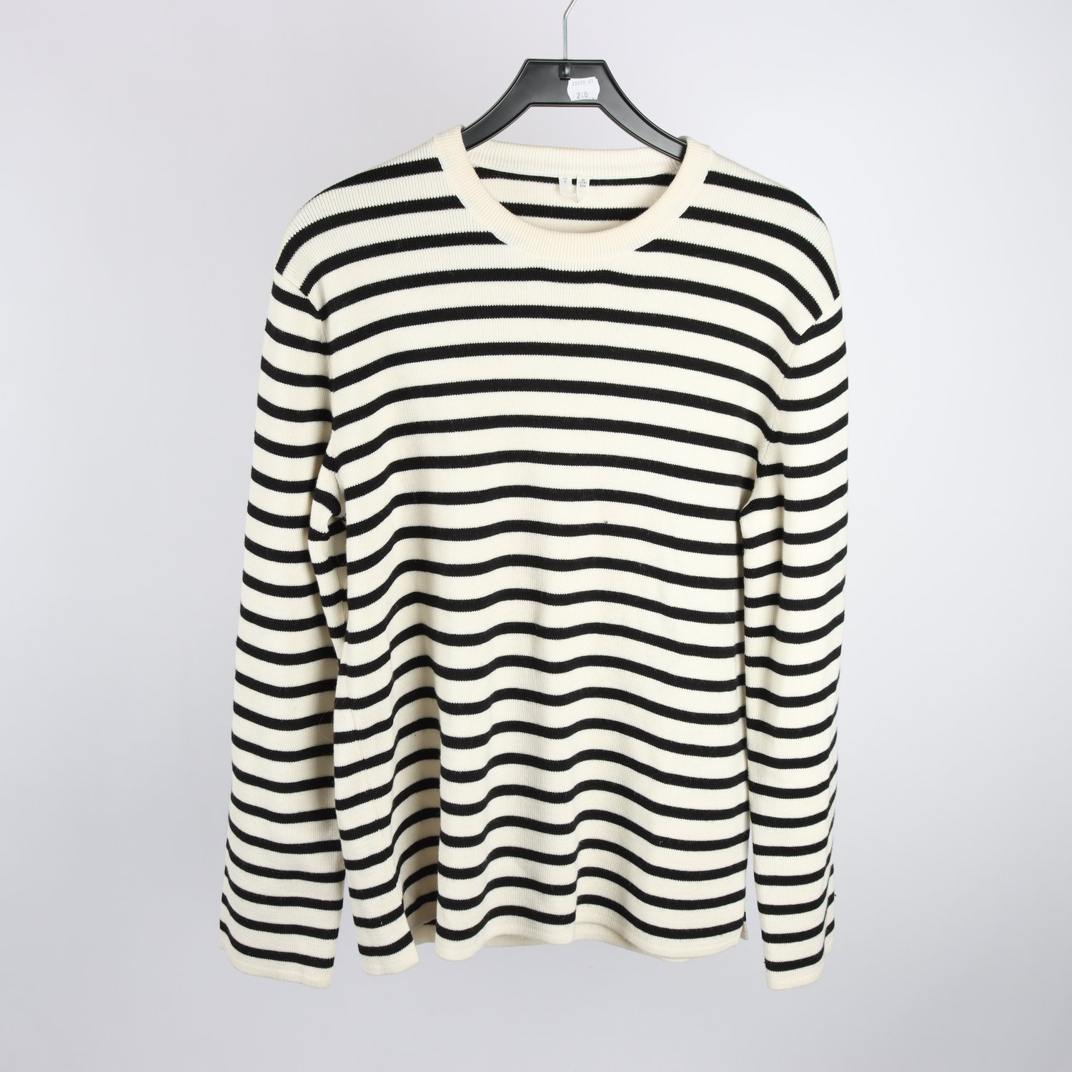 Stickad tröja, Arket, vit, svart, randig, 61% ull, stl. S