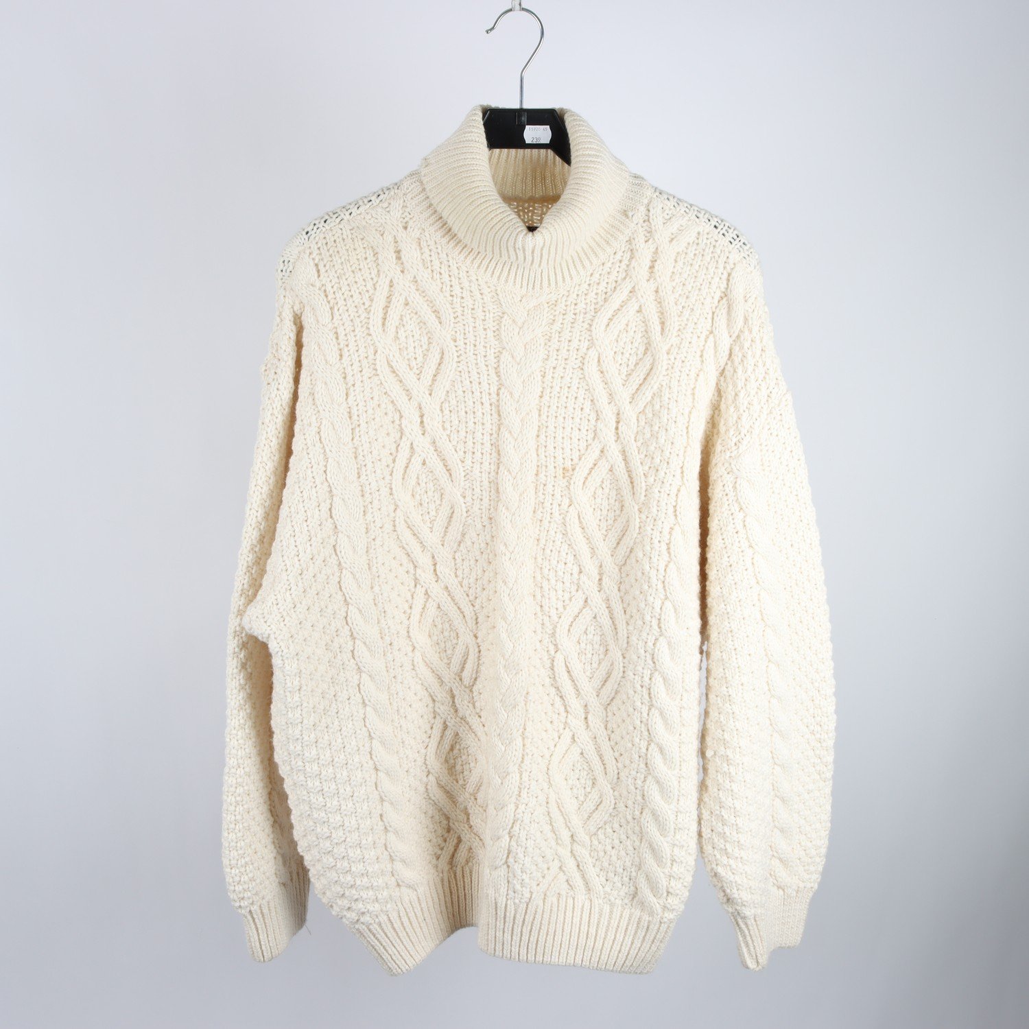 Stickad tröja, Tenson, offwhite, 50% ull, stl. L