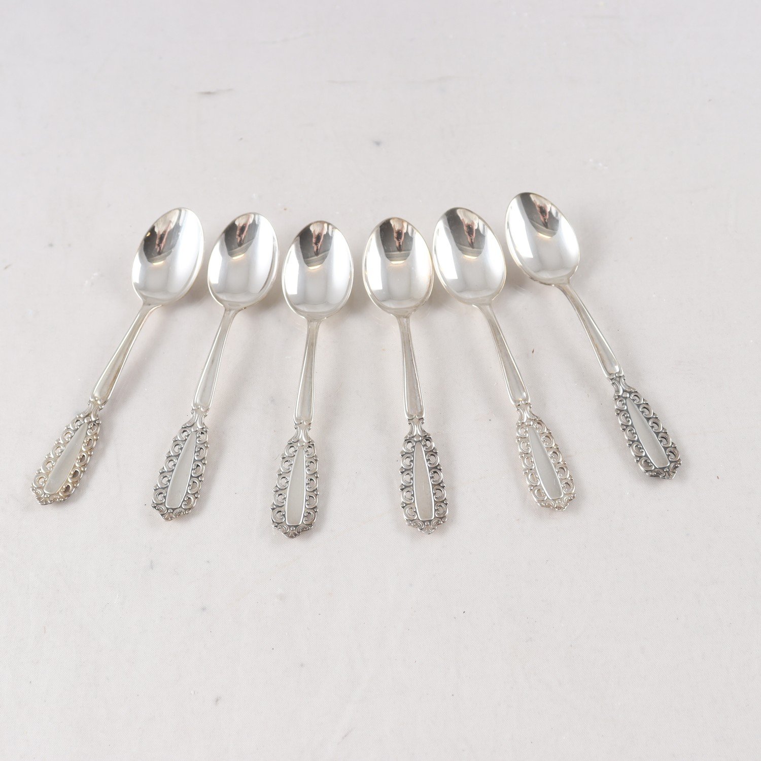 Kaffeskedar, silver, 830, kontrollstämplade, GAB, Eskilstna, år 1991, 6 st