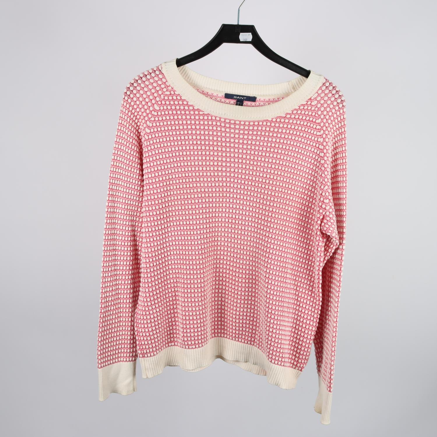 Tröja, Gant, rosa, vit, mönstrad, stl. L