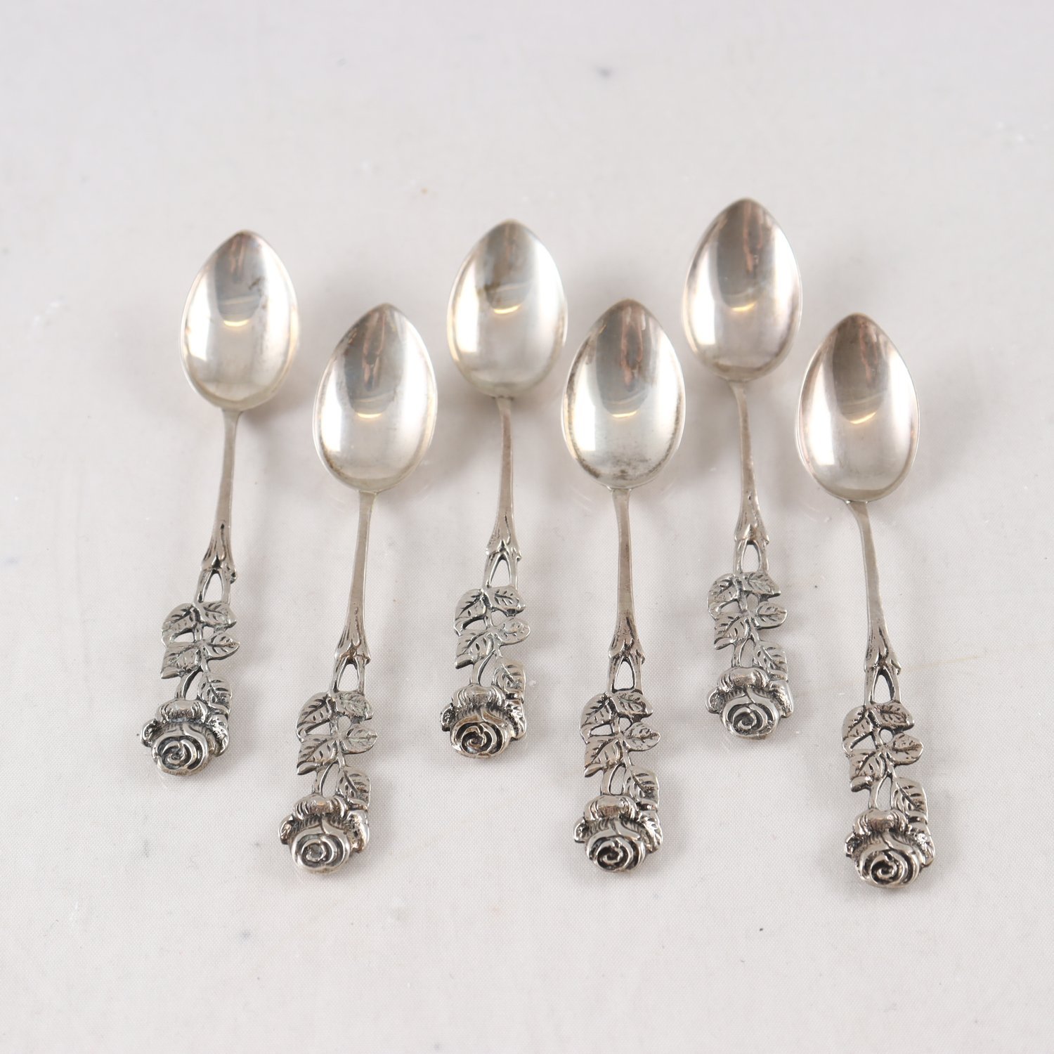 Kaffeskedar, silver, kontrollstämpel, 830, modell Rosen, 6 st