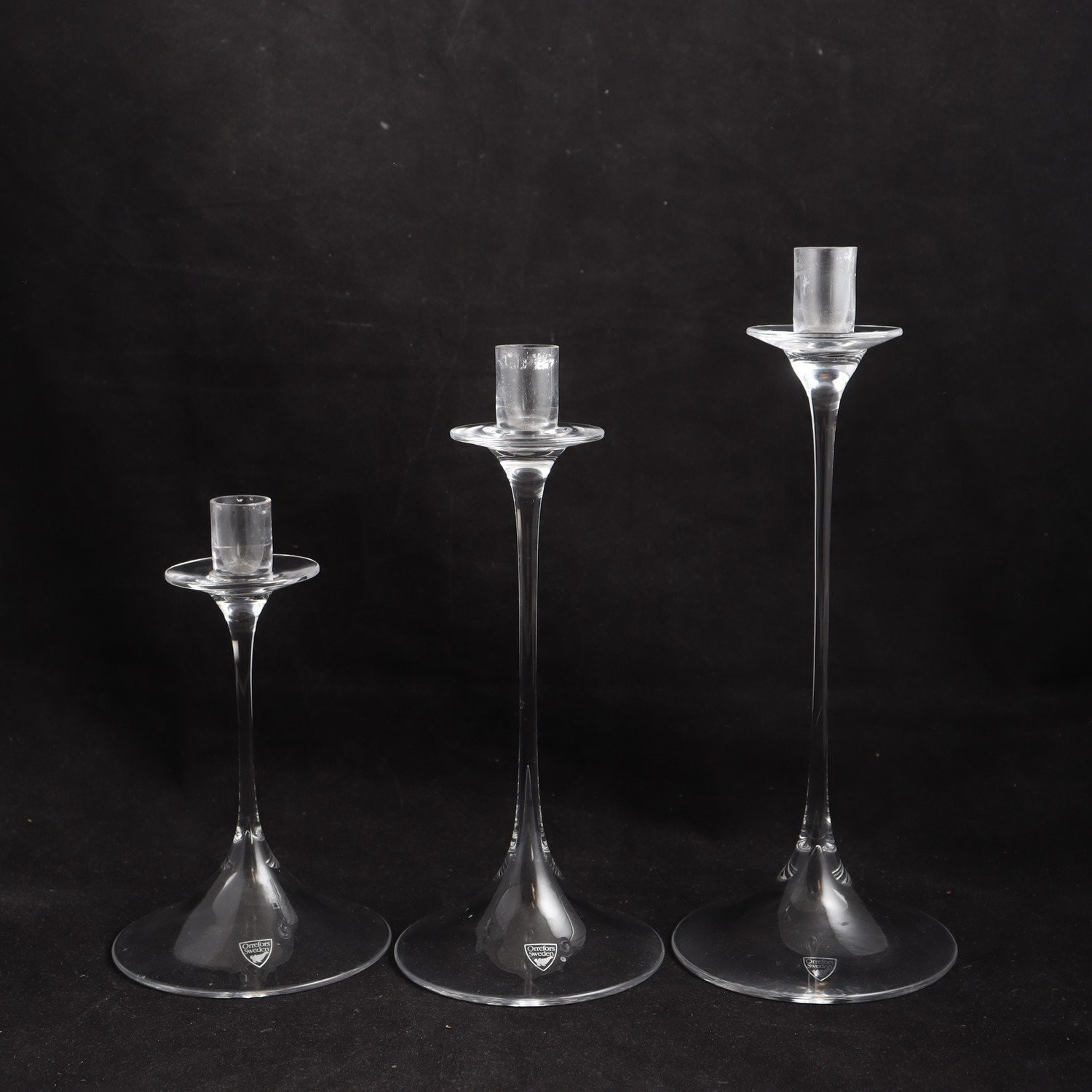 Ljusstakar, Gabriel, Nils Landberg, Orrefors, 3 st. Samfraktas ej.