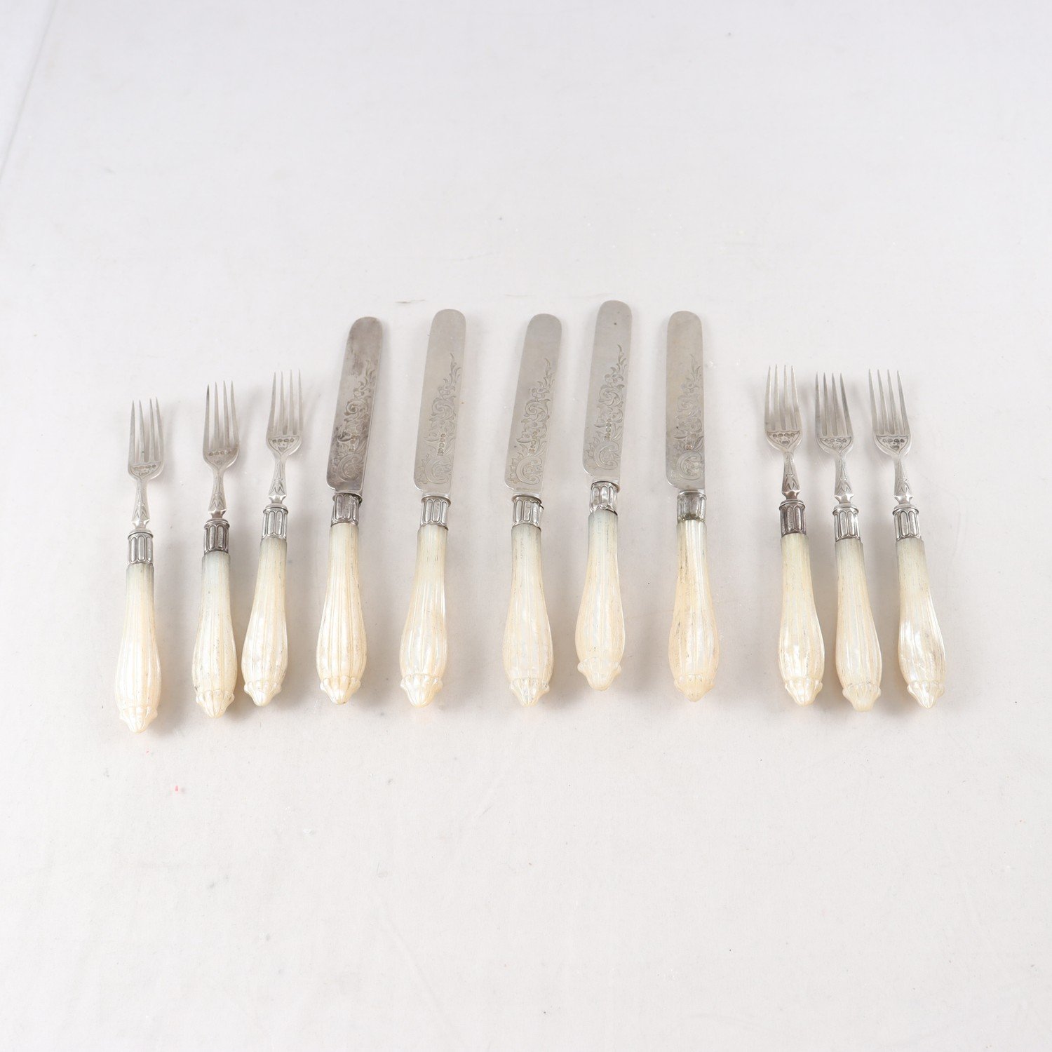 Smörgåsbestick, silver, pärlemo, Martin Hall & Co, Sheffield & London, 11 st