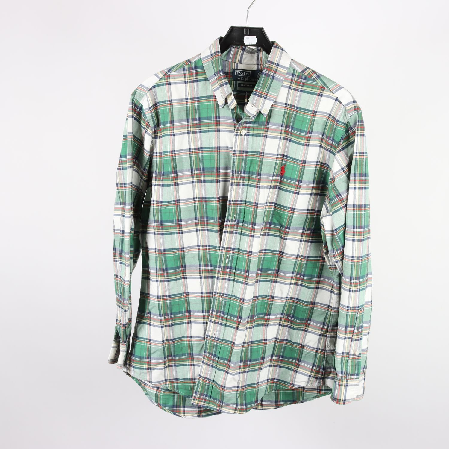 Skjorta, Polo Ralph Lauren, rutig, vit, grön, stl. L