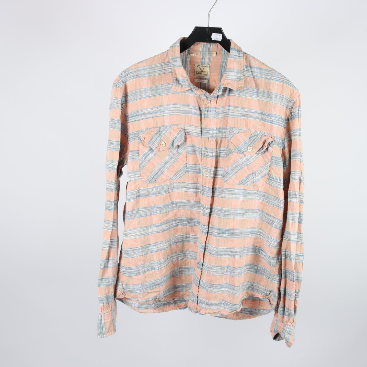 Skjorta, Levis, aprikos, blå, rutig, stl. M