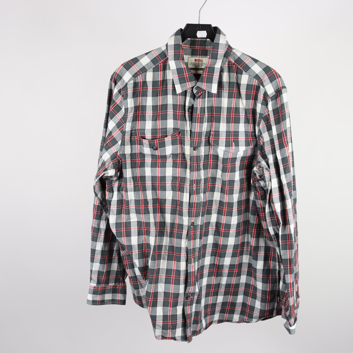 Skjorta, Fjällräven, rutig, grå, röd, stl. XXL