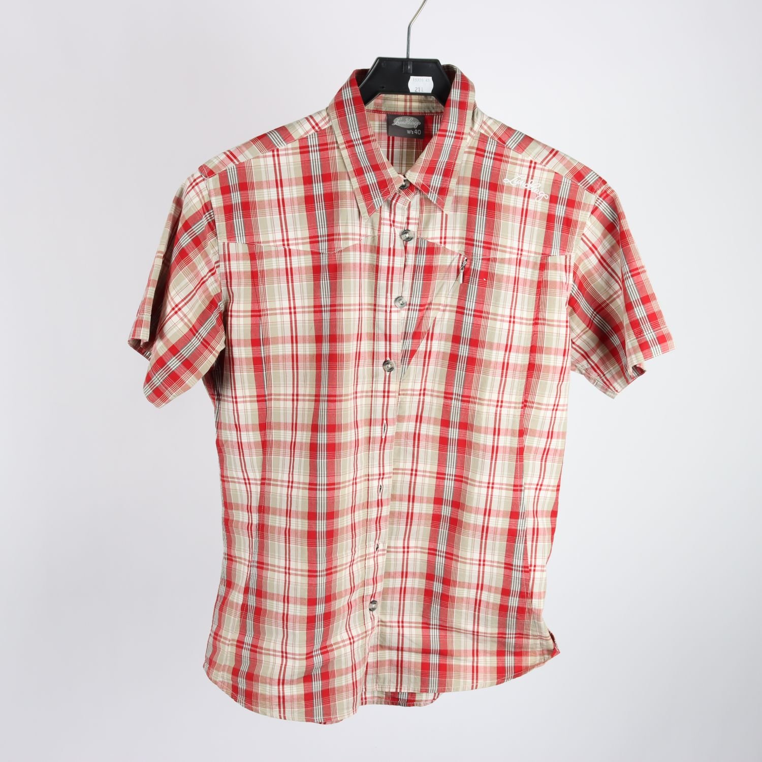 Skjorta, Lundhags, röd, rutig, stl. 40