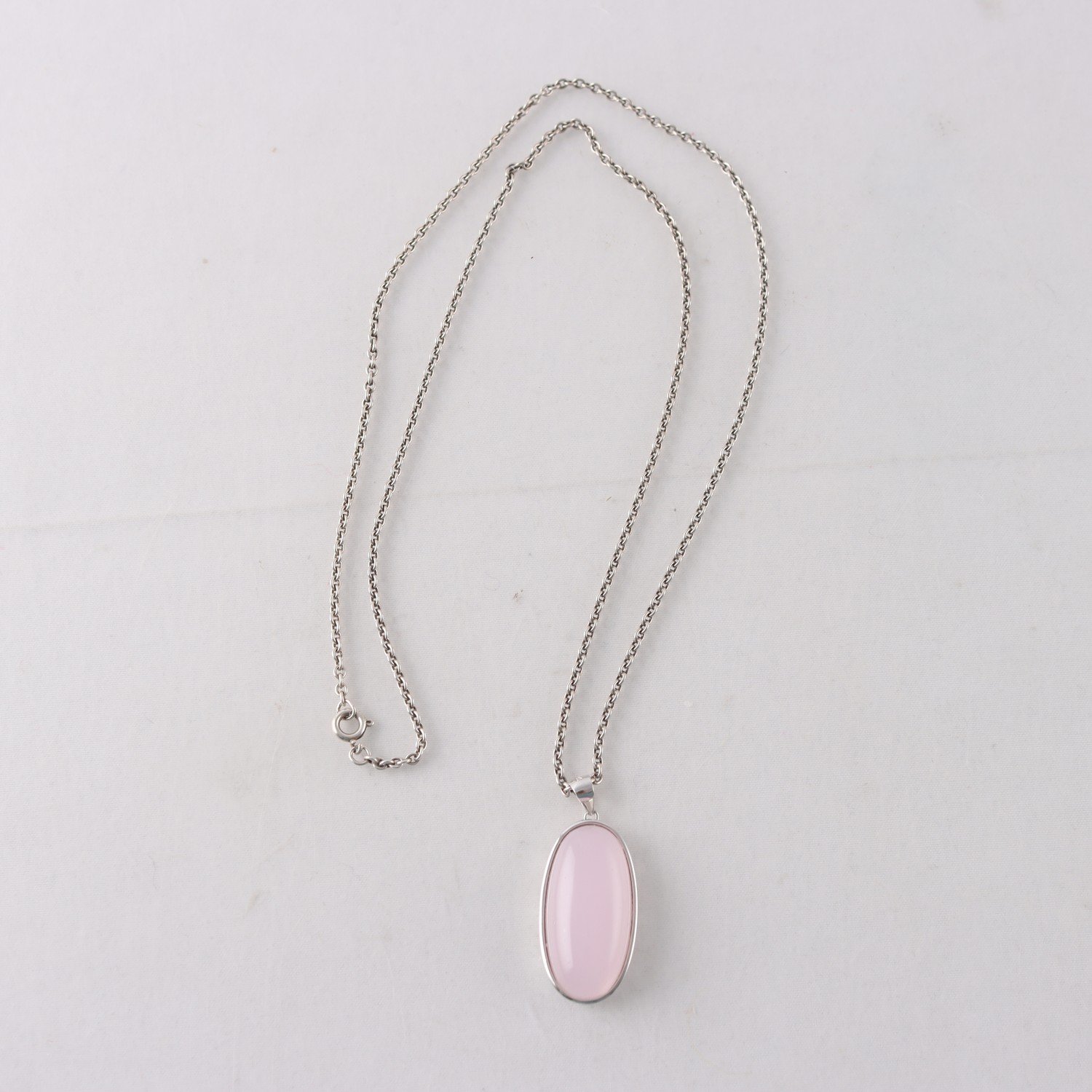 Halsband, silver 925, rosenquartz, brv: 14.1 g