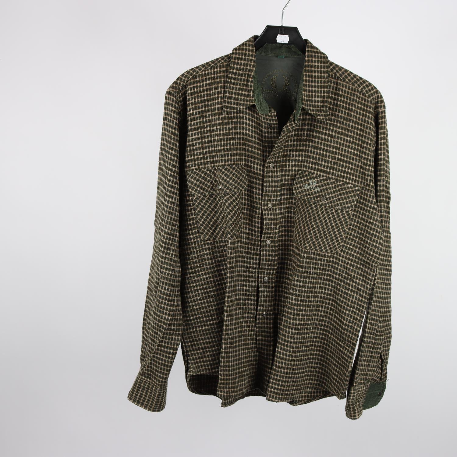 Skjorta, Chevalier, rutig, svart, beige, flanell, stl. L