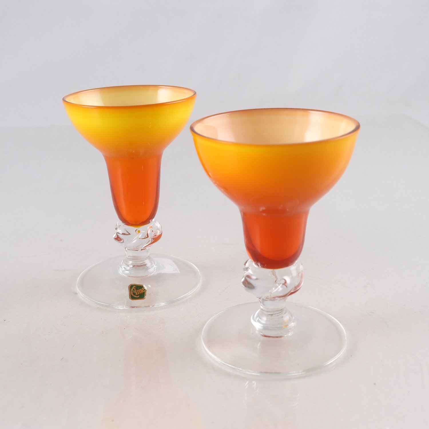 Paret vaser, Elme glasbruk, 70-tal, orange, glas.