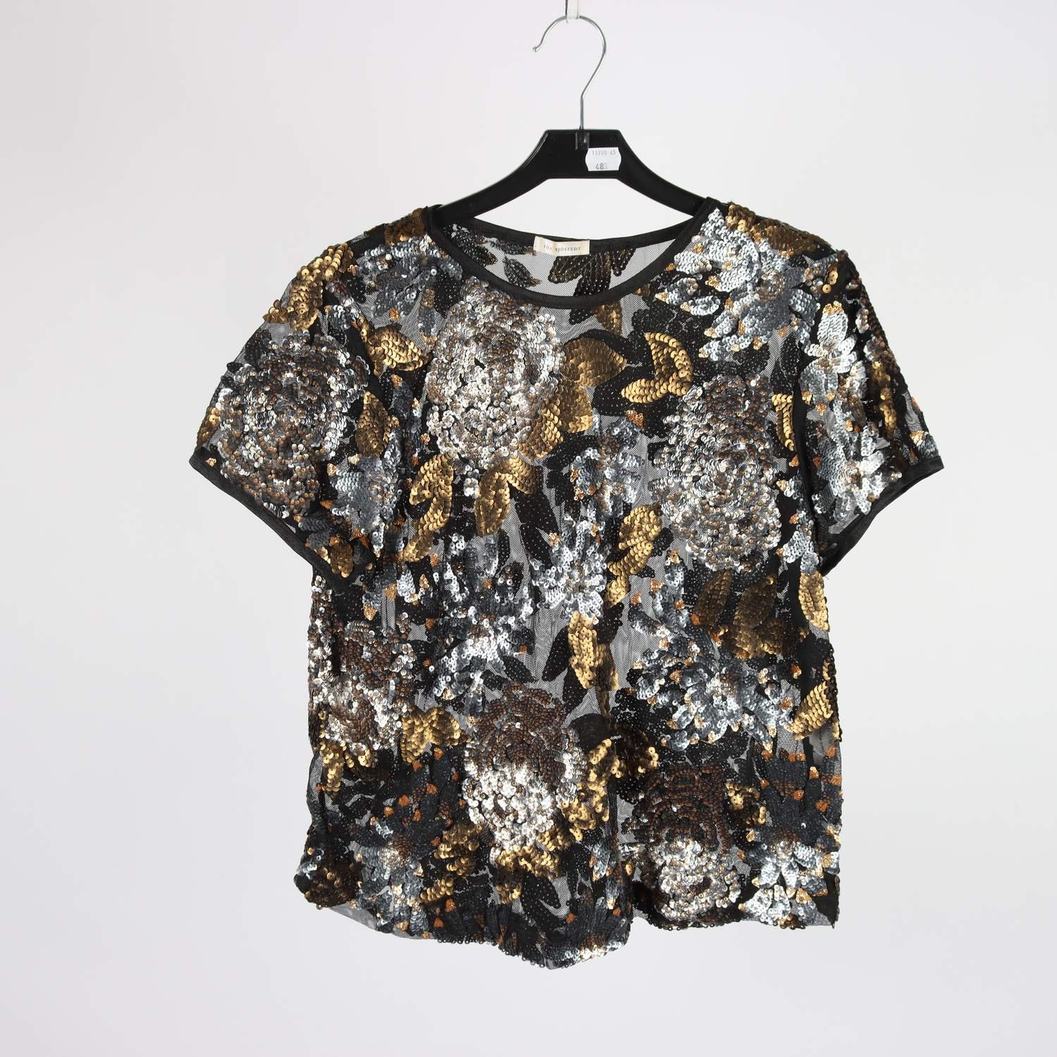 Blus/tröja, Ida Sjöstedt, svart, guld, silver, paljetter, stl. M