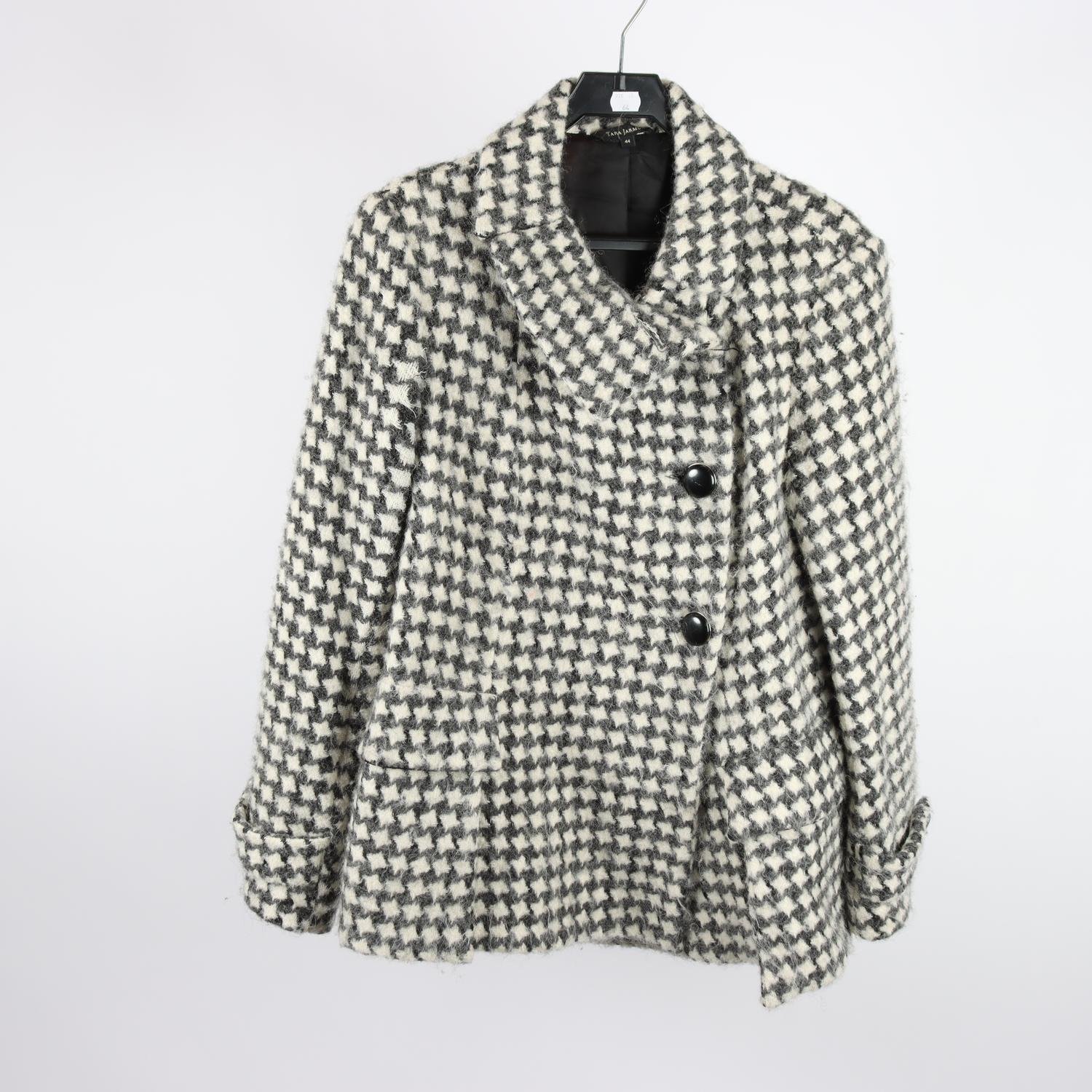 Kappa, Tara Jarmon, vit, grå, ull, alpaca, mohair, stl. 44